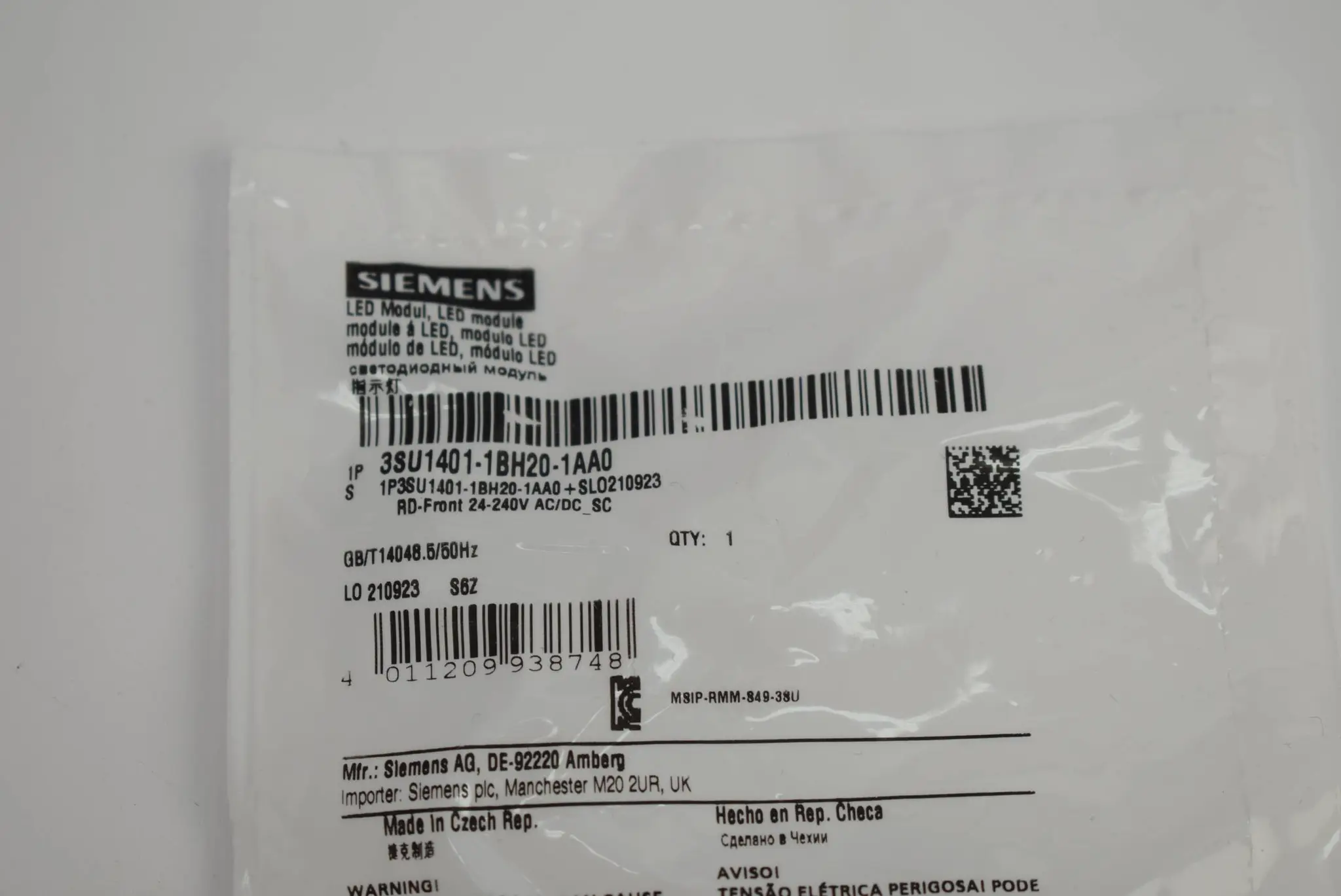 Produktfoto 1 von Siemens LED Modul 3SU1401-1BH20-1AA0 ( 3SU1 401-1BH20-1AA0 )
