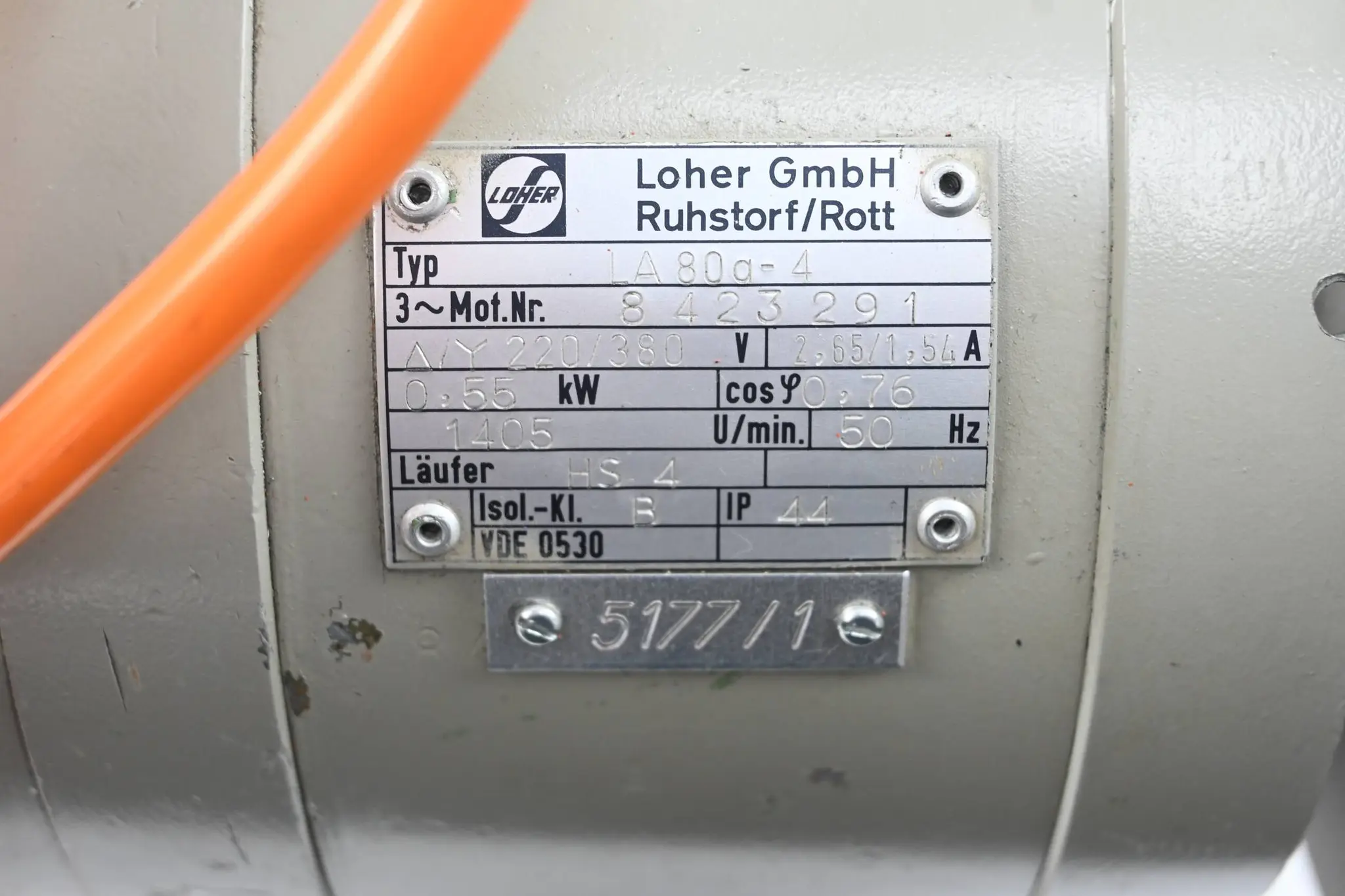 Produktfoto 1 von Loher 3~ Motor LA 80a-4 ( LA80a-4 ) 220/380V 0,55kW 2,65/1,54A 1405/min