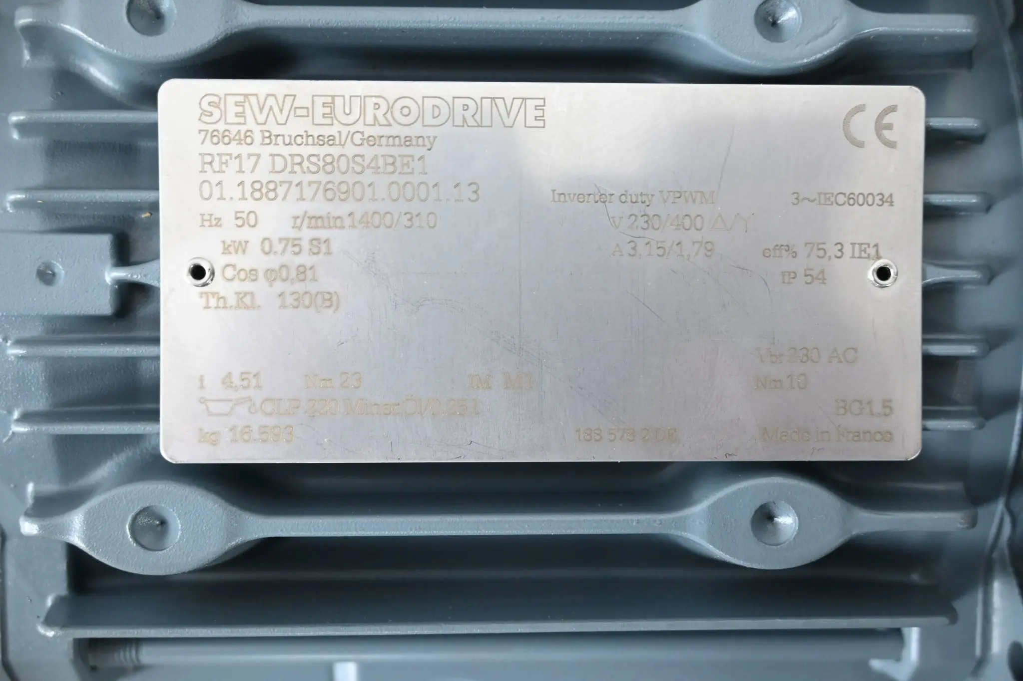 Produktfoto 1 von SEW Eurodrive Getriebemotor RF17 DRS80S4BE1 inkl. Lafontaine 17.954