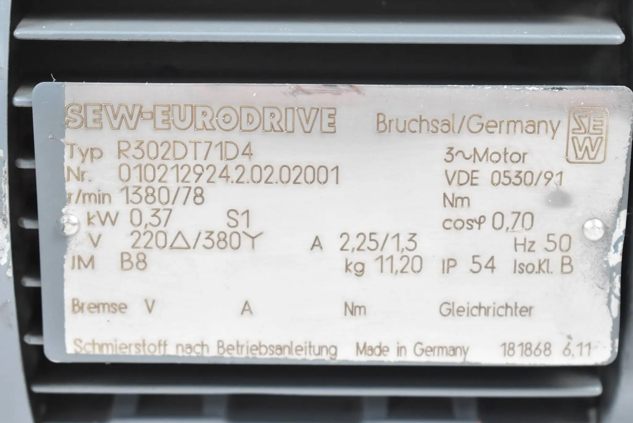 Produktfoto 1 von SEW Eurodrive Getriebemotor R302DT71D4