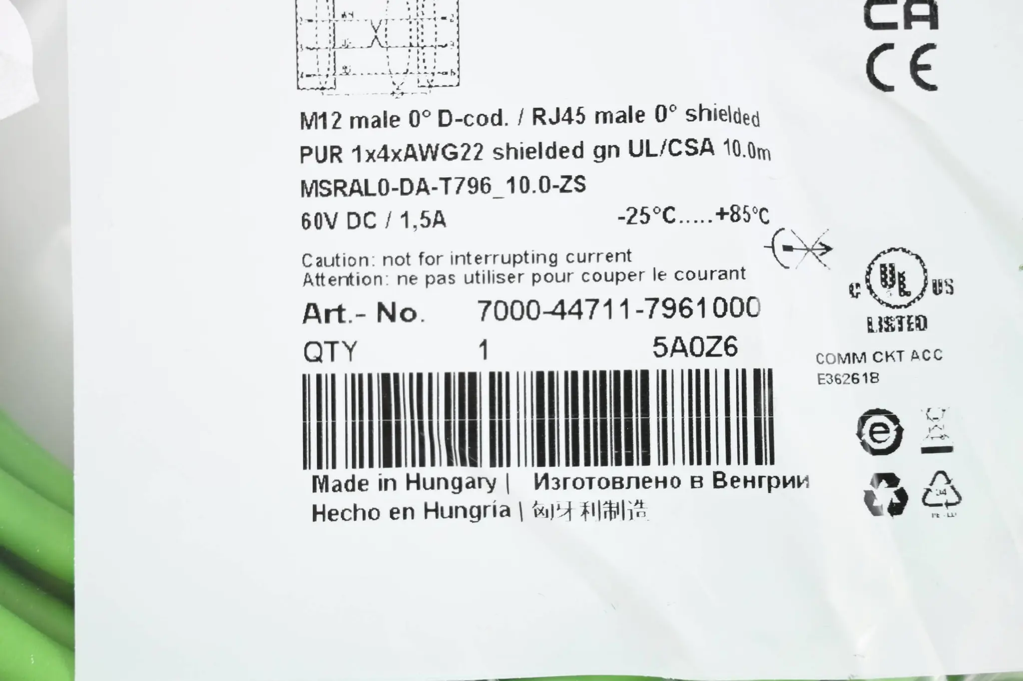 Produktfoto 1 von Murr Elektronik Verbindungskabel 7000-44711-7961000