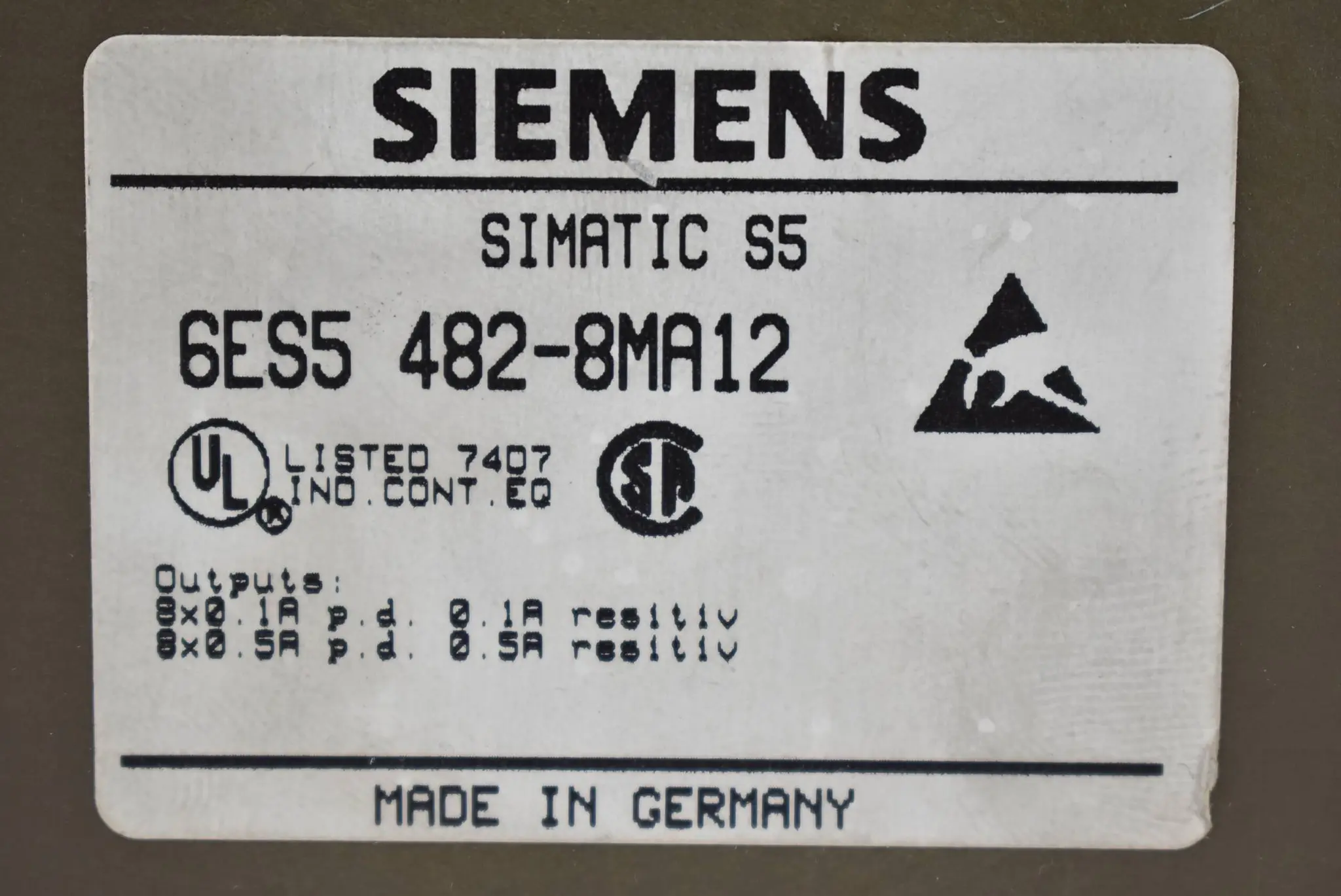 Produktfoto 1 von Siemens Simatic S5 Digital 6ES5482-8MA12 ( 6ES5 482-8MA12 )