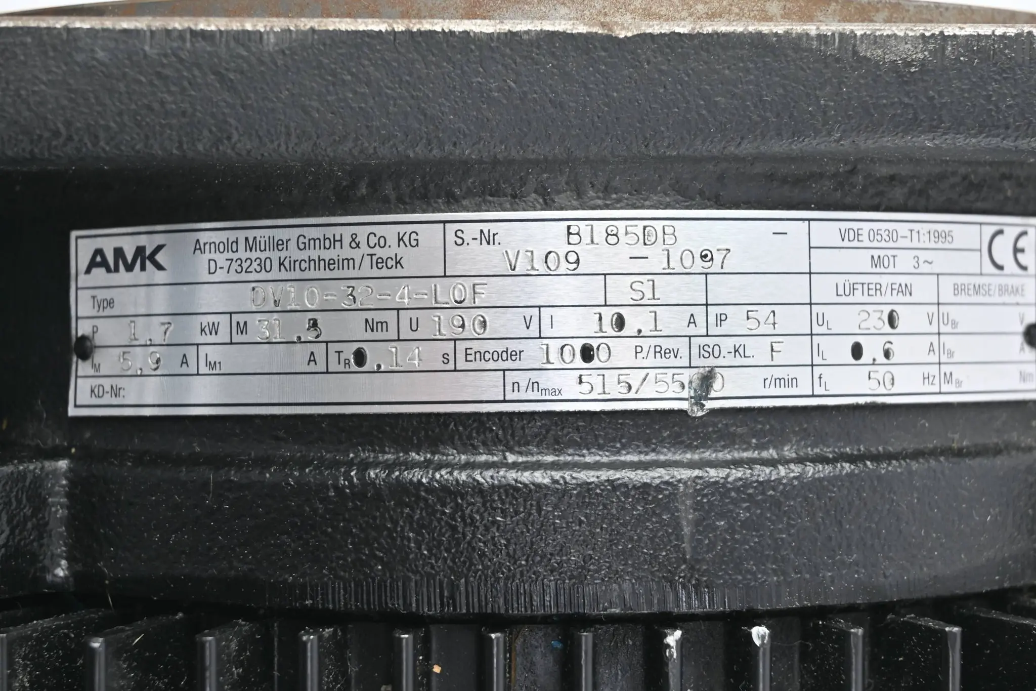 Produktfoto 1 von AMK Servomotor DV10-32-4-L0F ( 1.7kW 515-5500/min 190V )