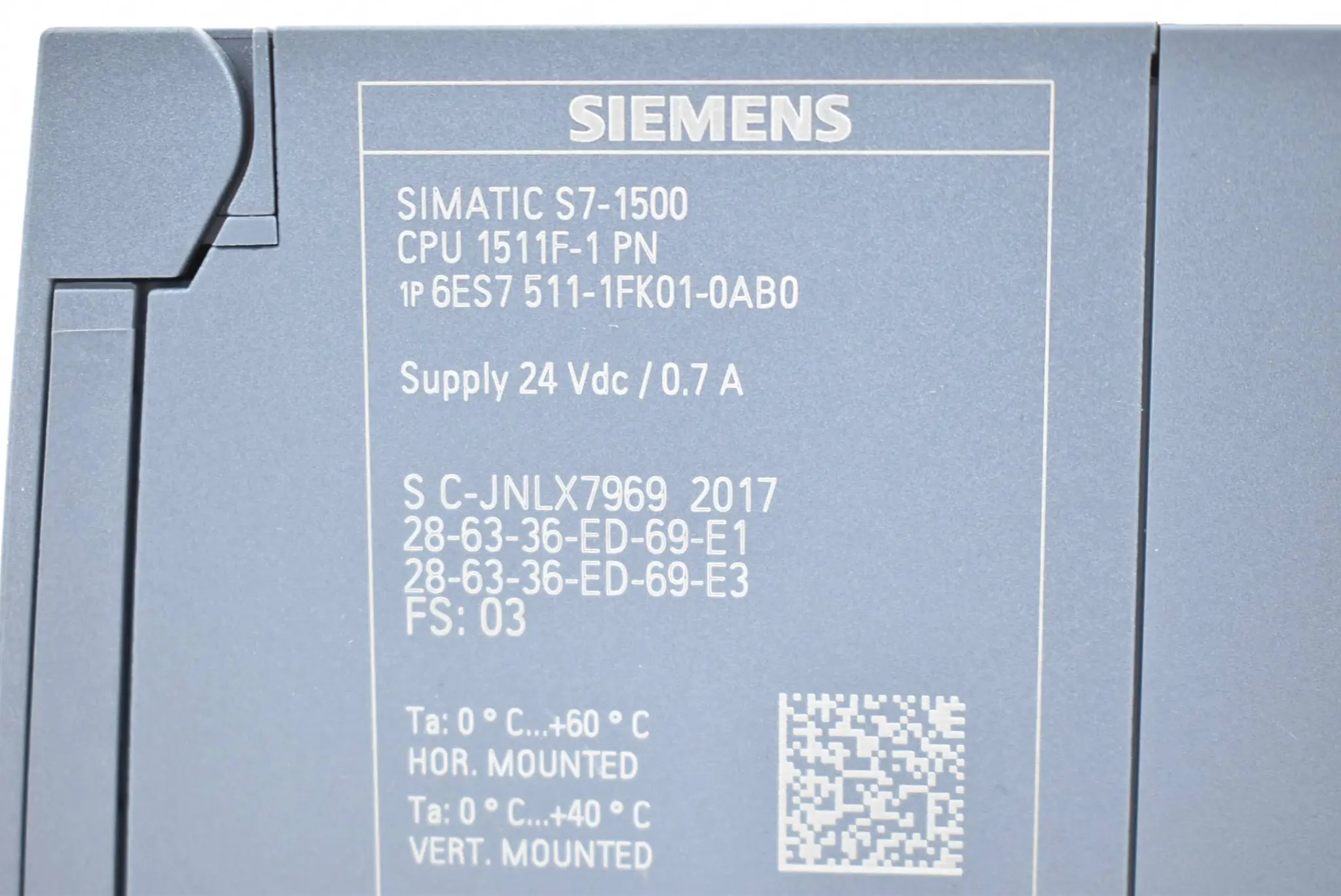 Produktfoto 1 von Siemens simatic S7-1500 CPU 6ES7511-1FK01-0AB0 ( 6ES7 511-1FK01-0AB0 ) FS:03