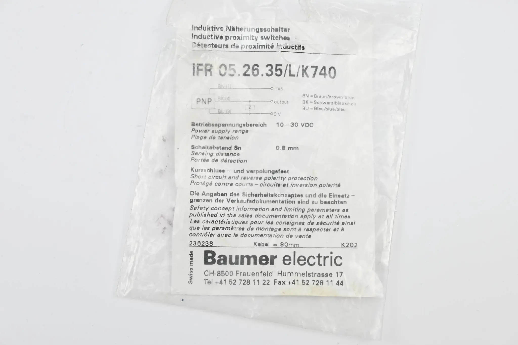 Produktfoto 1 von Baumer Induktiver Näherungsschalter IFR 05.26.35/L/K740