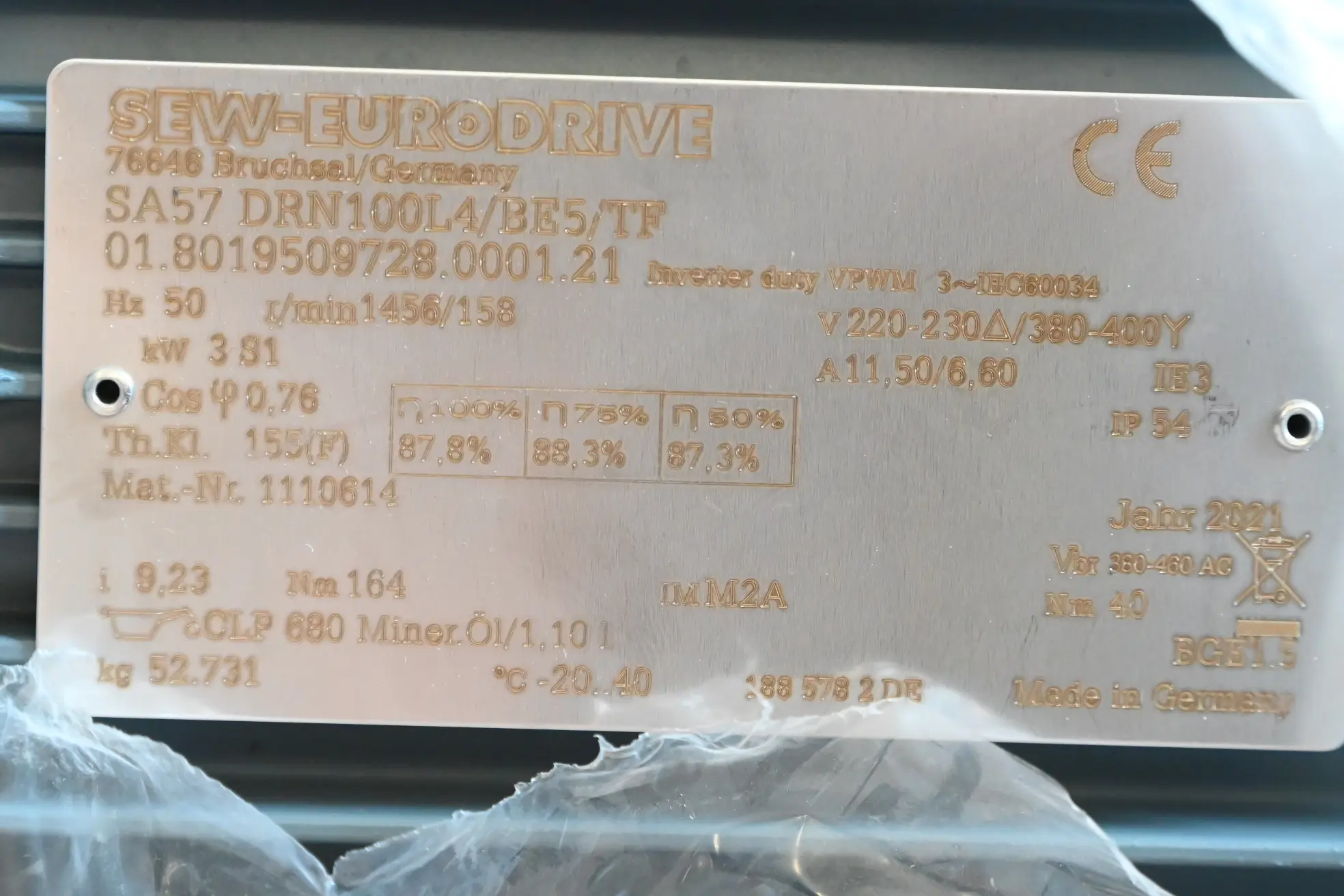 Produktfoto 1 von SEW-Eurodrive Getriebemotor SA57 DRN100L4/BE5/TF ( SA57DRN100L4/BE5/TF )