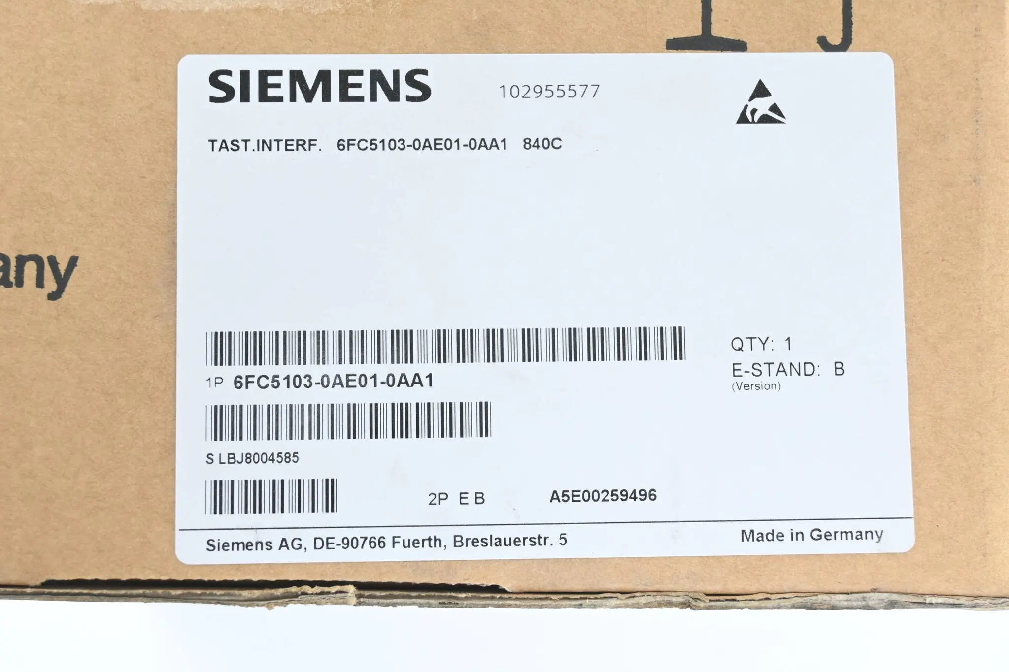 Produktfoto 1 von Siemens Sinumerik Tastatur-Interface 6FC5103-0AE01-0AA1 ( 6FC5 103-0AE01-0AA1 )