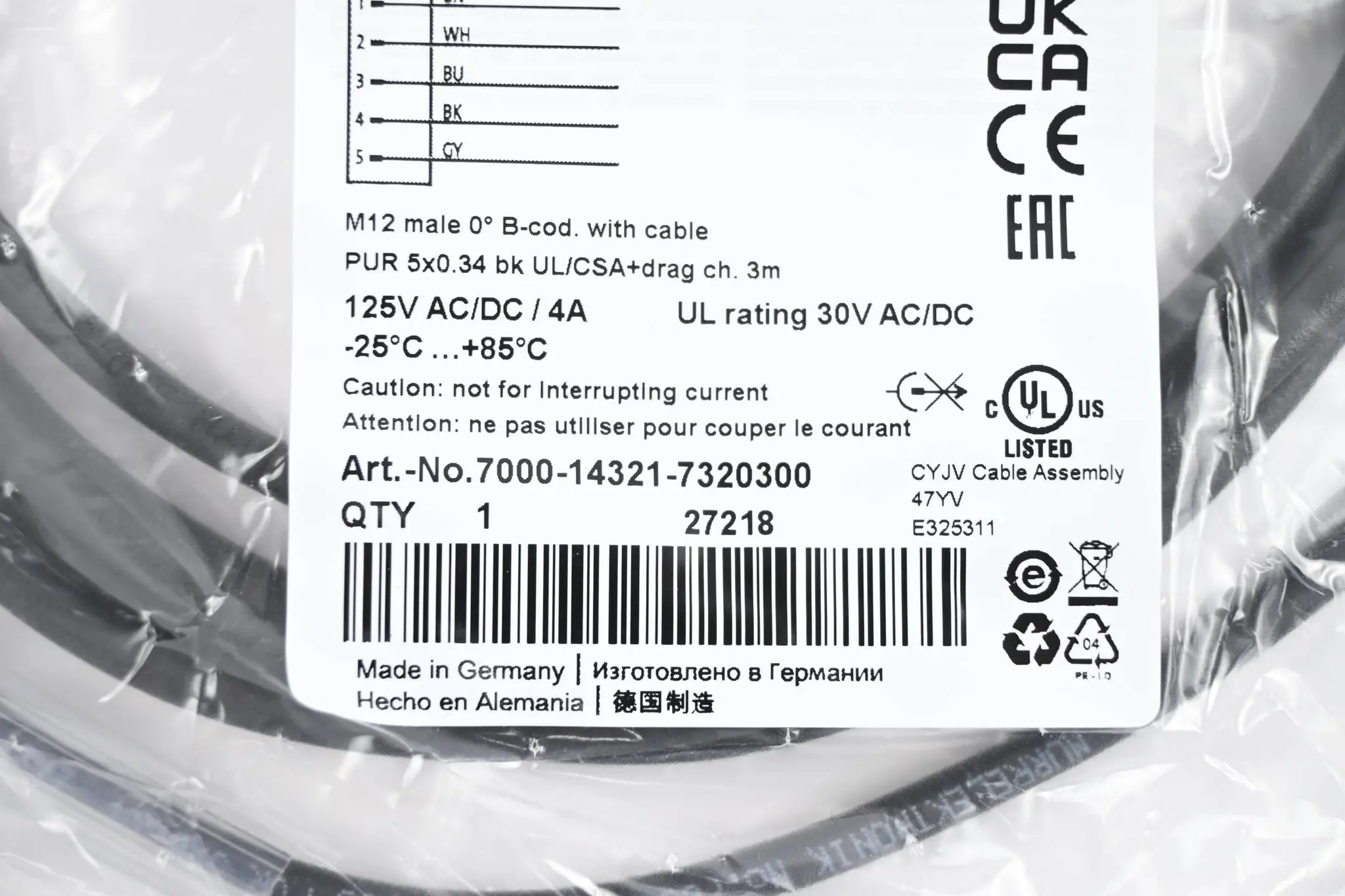 Produktfoto 1 von Murr Elektronik Verbindungskabel 7000-14321-7320300