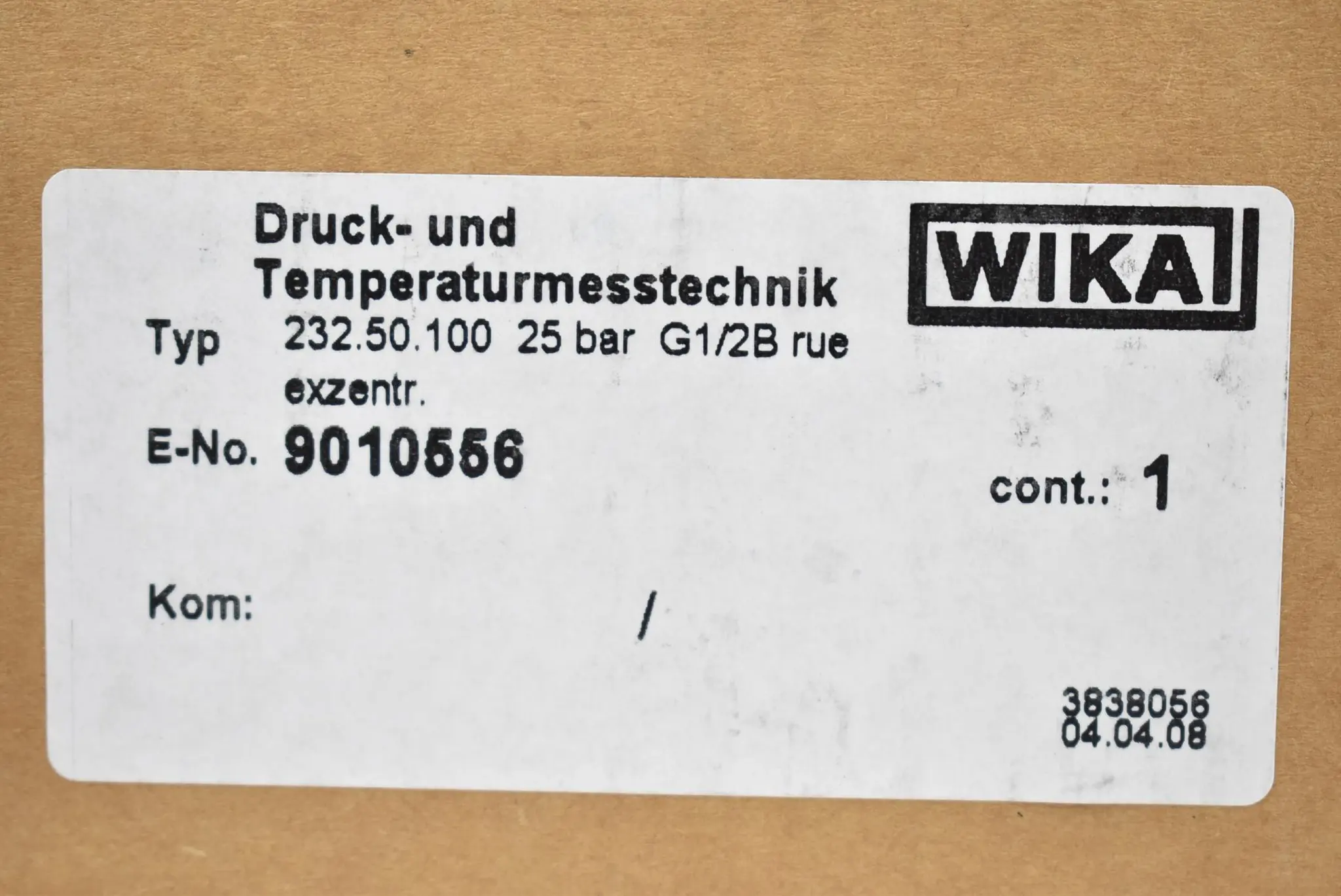 Produktfoto 1 von Wika Manometer 232.50.100 ( 9010556 ) 25bar G1/2B rue