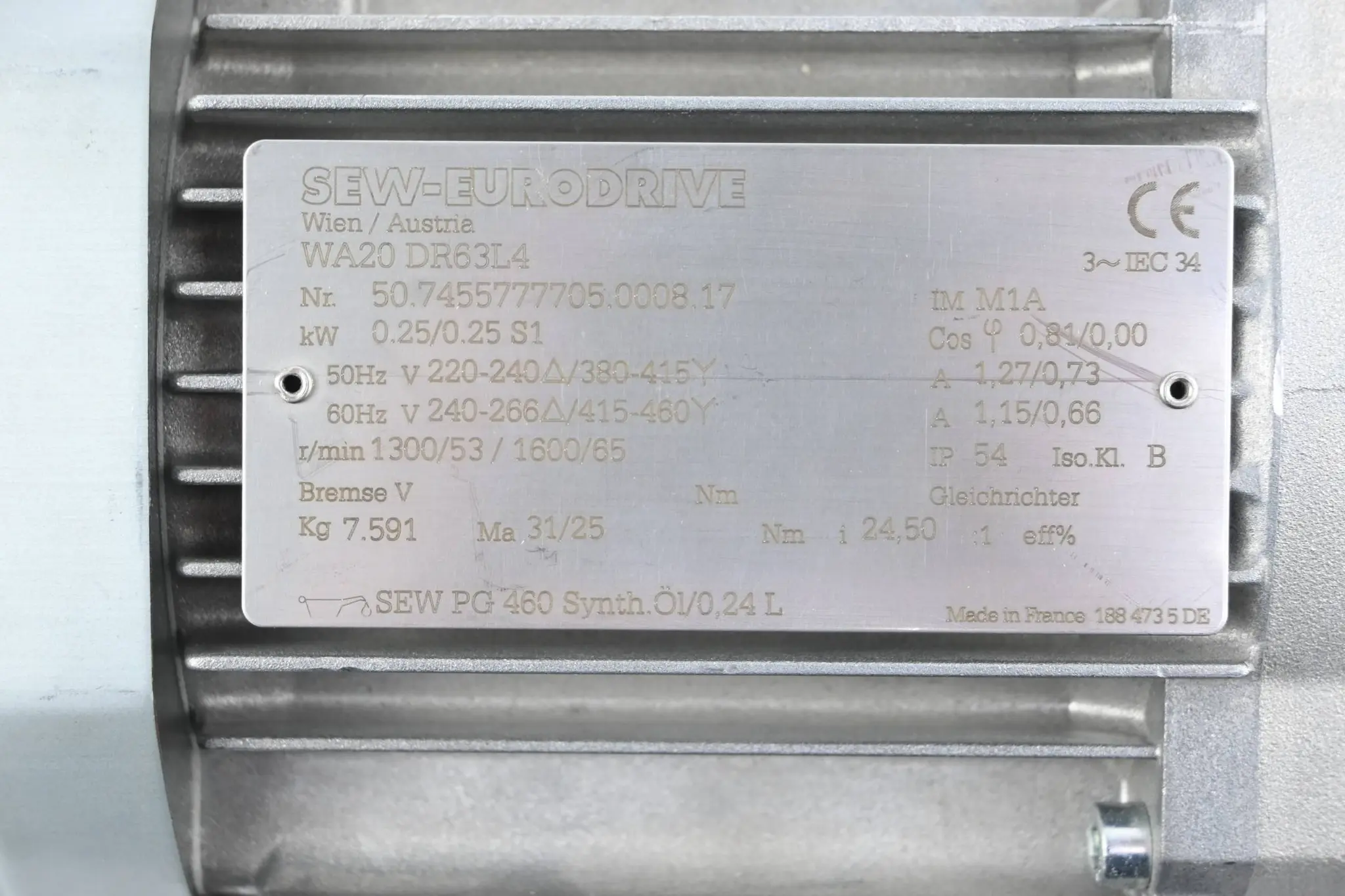 Produktfoto 1 von SEW-Eurodrive Getriebemotor WA20DR63L4 ( WA20 DR63L4 )