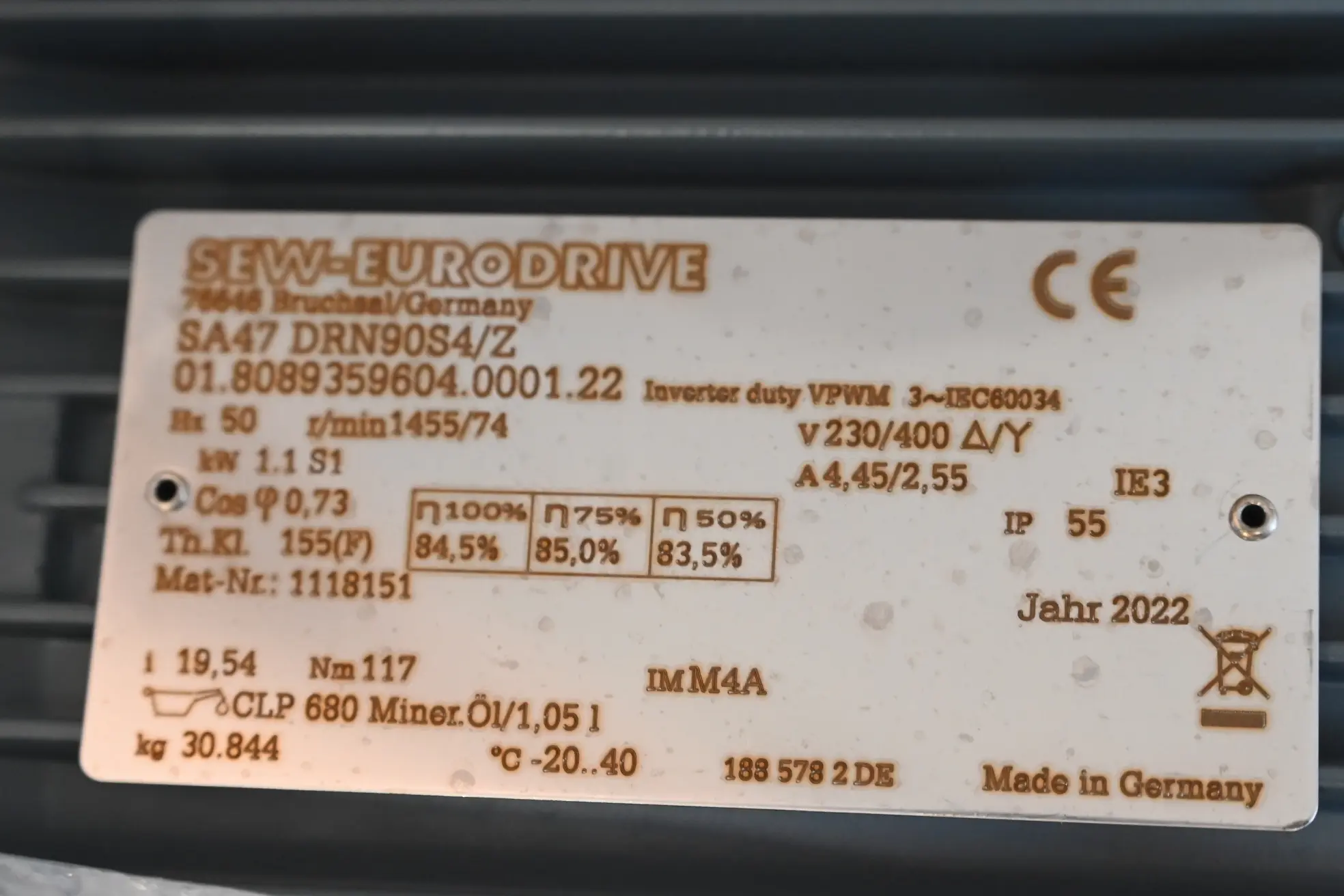 Produktfoto 1 von SEW-Eurodrive Getriebemotor SA47 DRN90S4/Z ( SA47DRN90S4/Z )