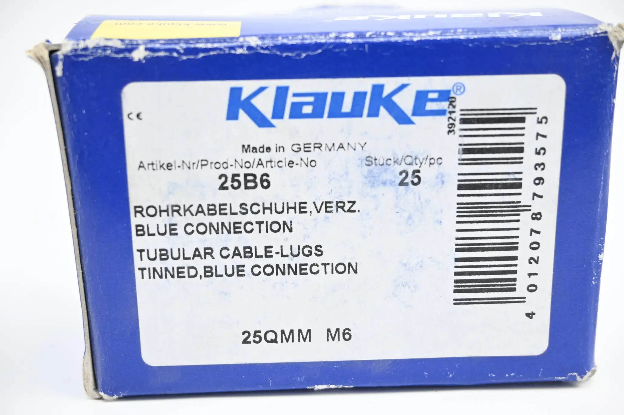 Produktfoto 1 von Klauke 25 Stück Rohrkabelschuh verzinkt 25QMM M6 ( 25B6 )