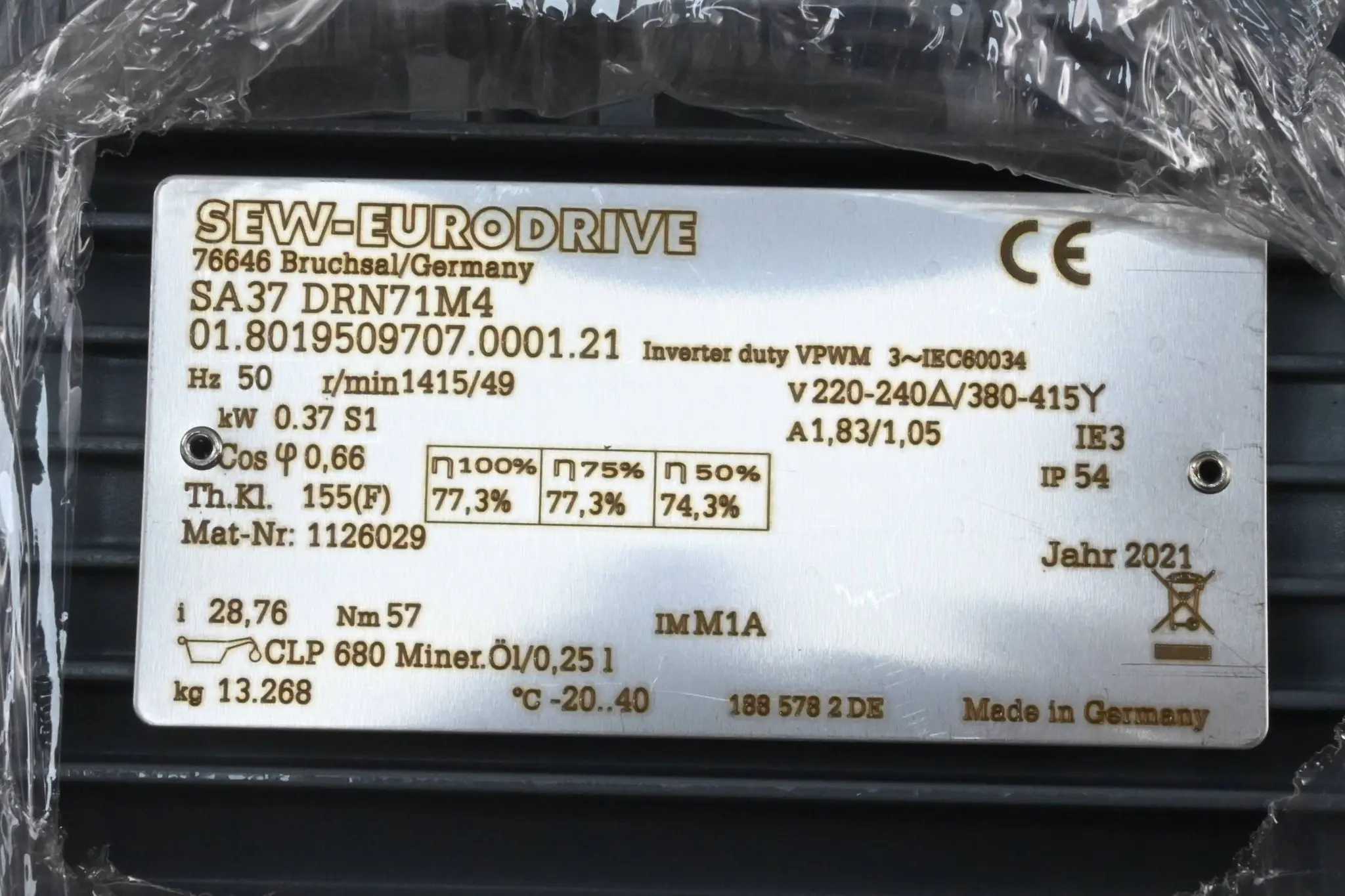 Produktfoto 1 von SEW Eurodrive Getriebemotor SA37 DRN71M4 ( SA37DRN71M4 )