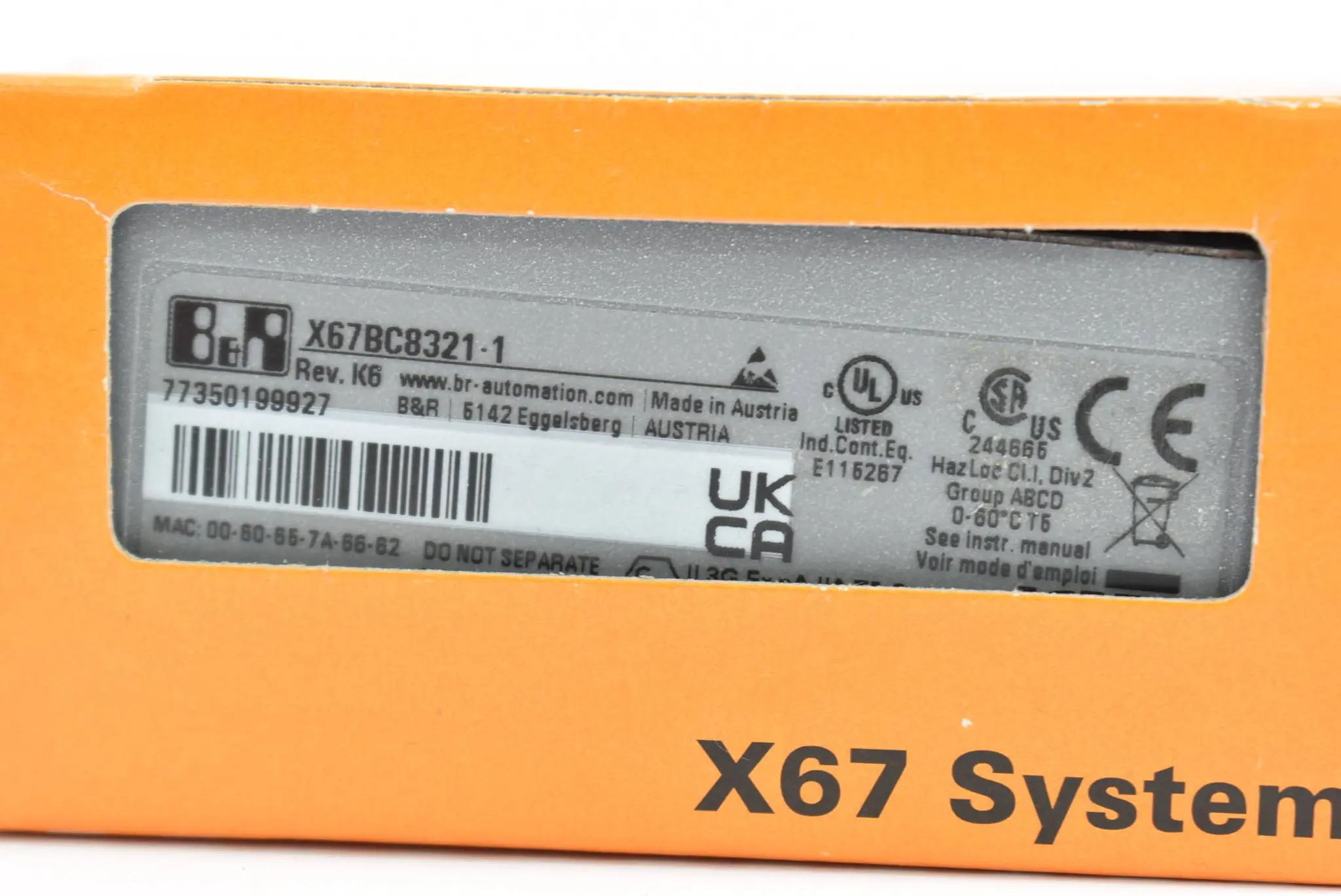 Produktfoto 1 von B&R automation Bus Controller 3W 24VDC 0,5A X67 BC 8321-1 ( X67BC8321-1 ) Rev. K6