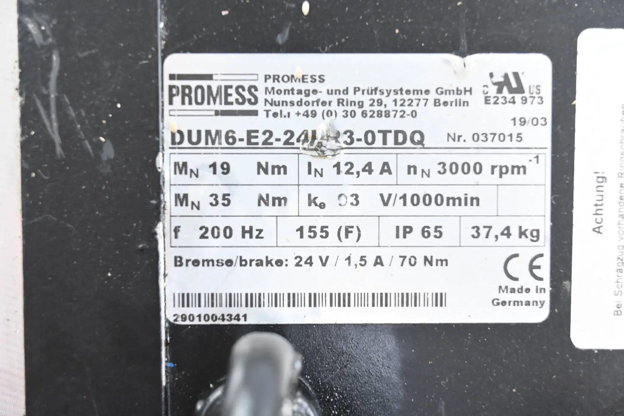 Produktfoto 1 von Promess Servomotor DUM6-E2-24HR3-0TDQ inkl. XPLN115-005-SSSX4AG-Y32