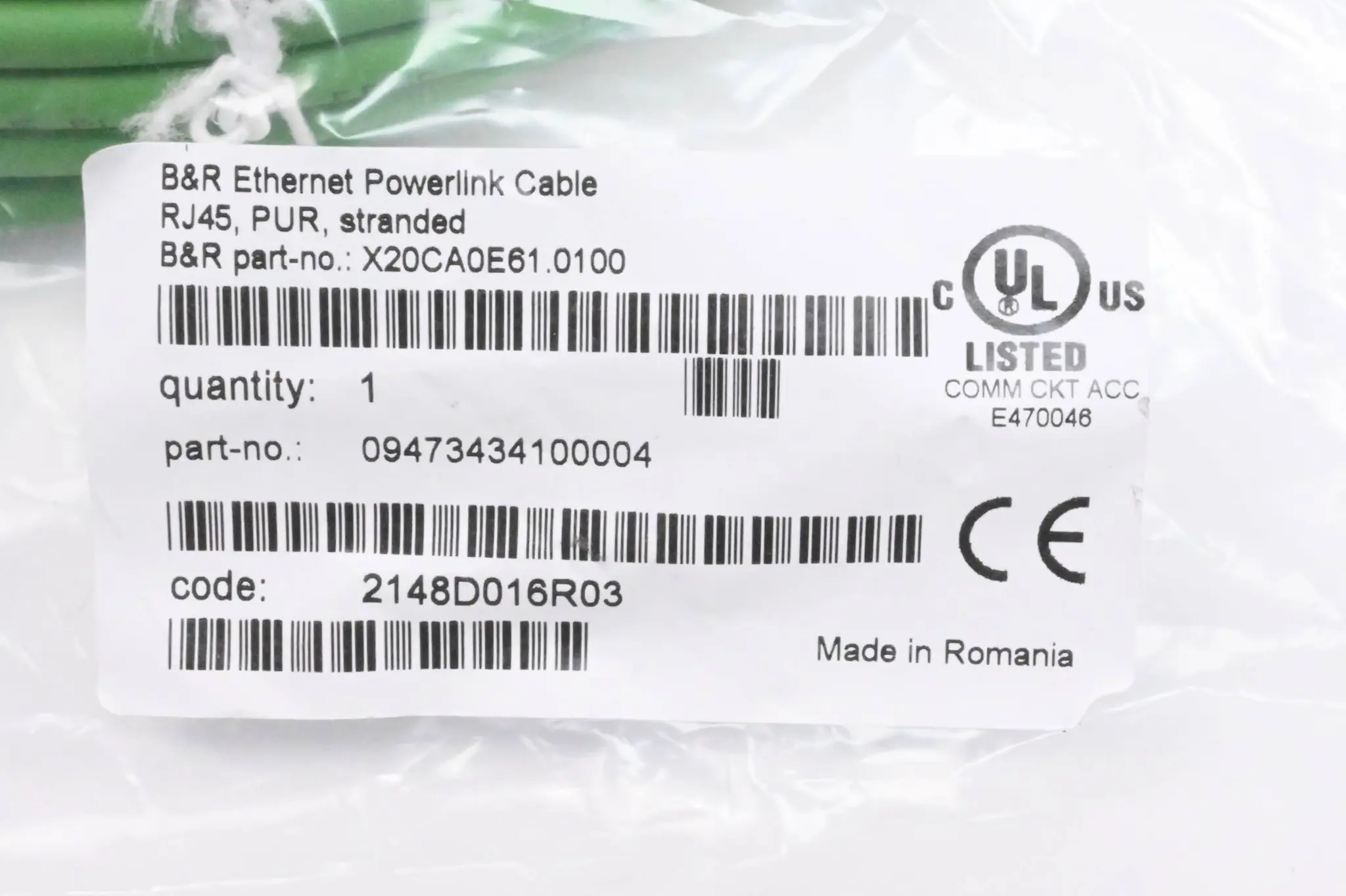 Produktfoto 1 von B&R Ethernet Kabel RJ45 PUR  X20CA0E61.0100