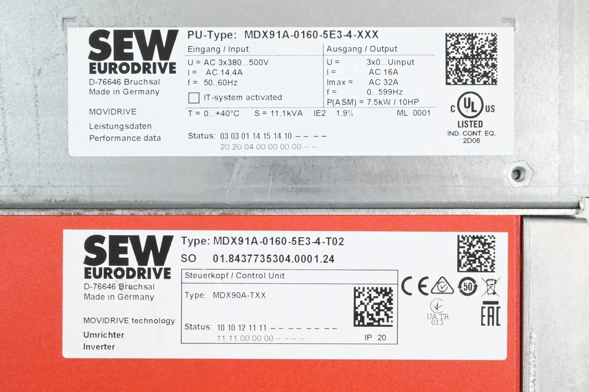 Produktfoto 1 von SEW Eurodrive Movidrive Umrichter MDX91A-0160-5E3-4-T02 + MDX91A-0160-5E3-4-XXX