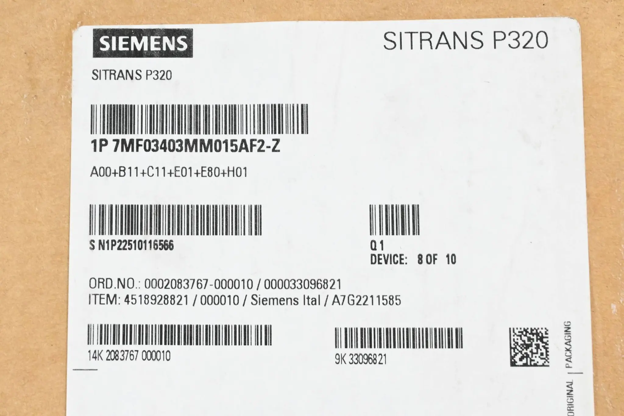 Produktfoto 1 von Siemens Sitrans P320 Druckmessgerät 7MF0340-3MM01-5AF2-Z / 7MF0 340-3MM01-5AF2-Z