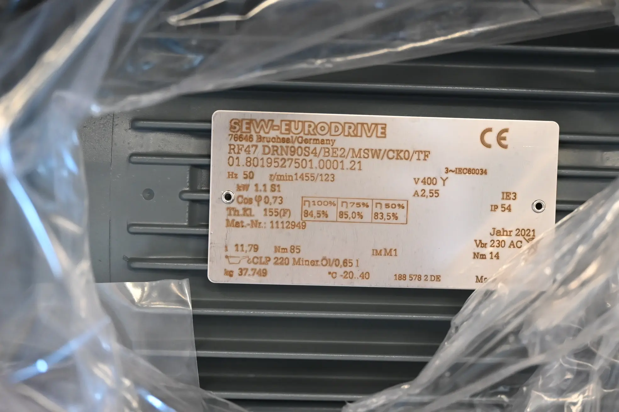 Produktfoto 1 von SEW Getriebemotor RF47 DRN90S4/BE2/MSW/CK0/TF ( RF47DRN90S4/BE2/MSW/CK0/TF )