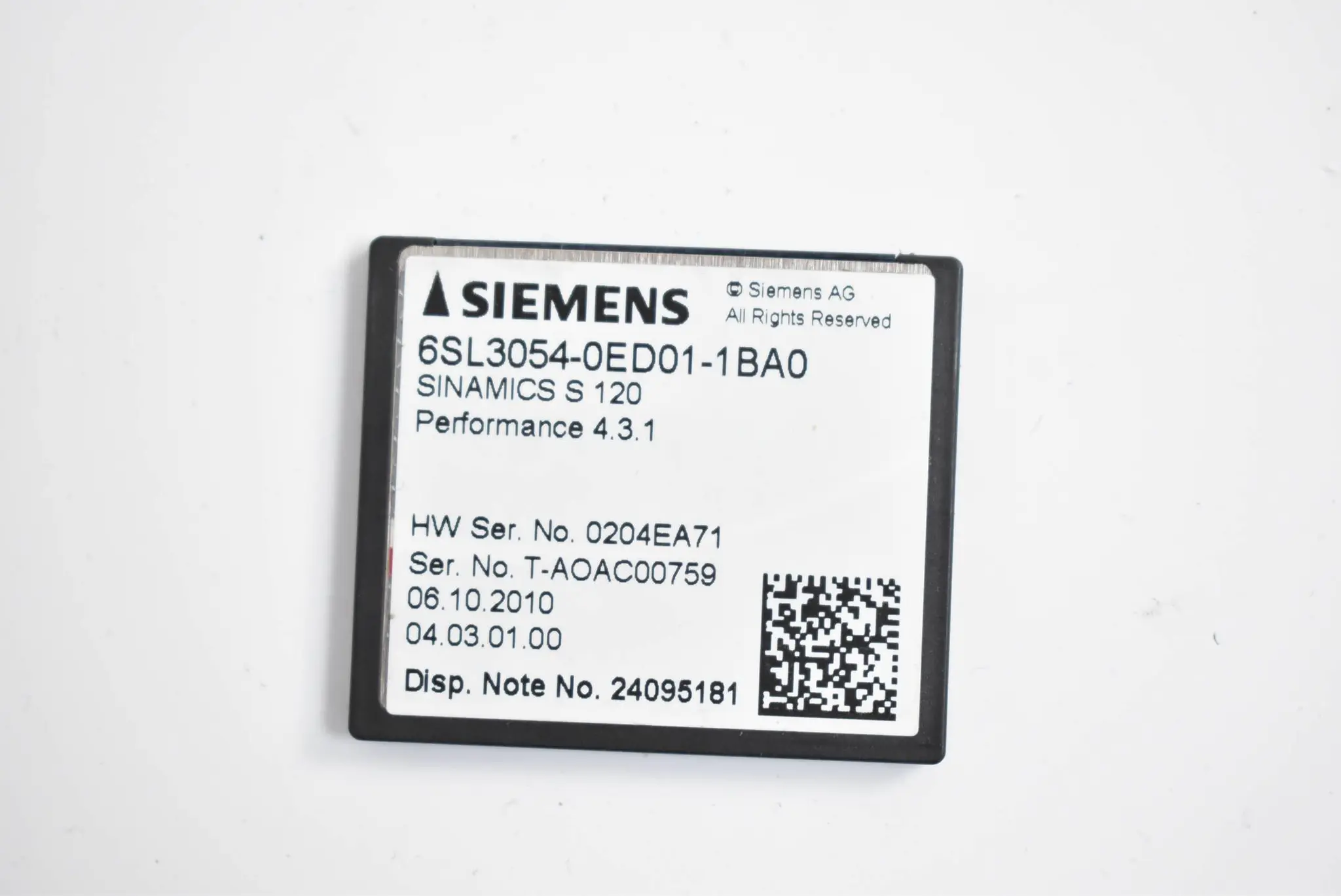 Produktfoto 1 von Siemens SINAMICS S120 CompactFlash Card 6SL3054-0ED01-1BA0 (  6SL3 054-0ED01-1BA0 )