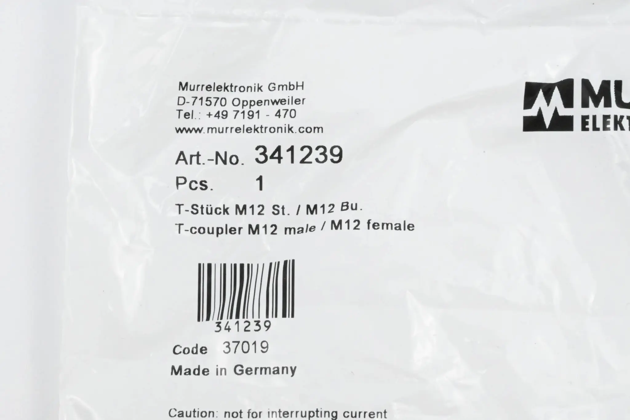 Produktfoto 1 von Murr Elektronik T-Stück MSA02UL0-BI-BI ( 341239 )