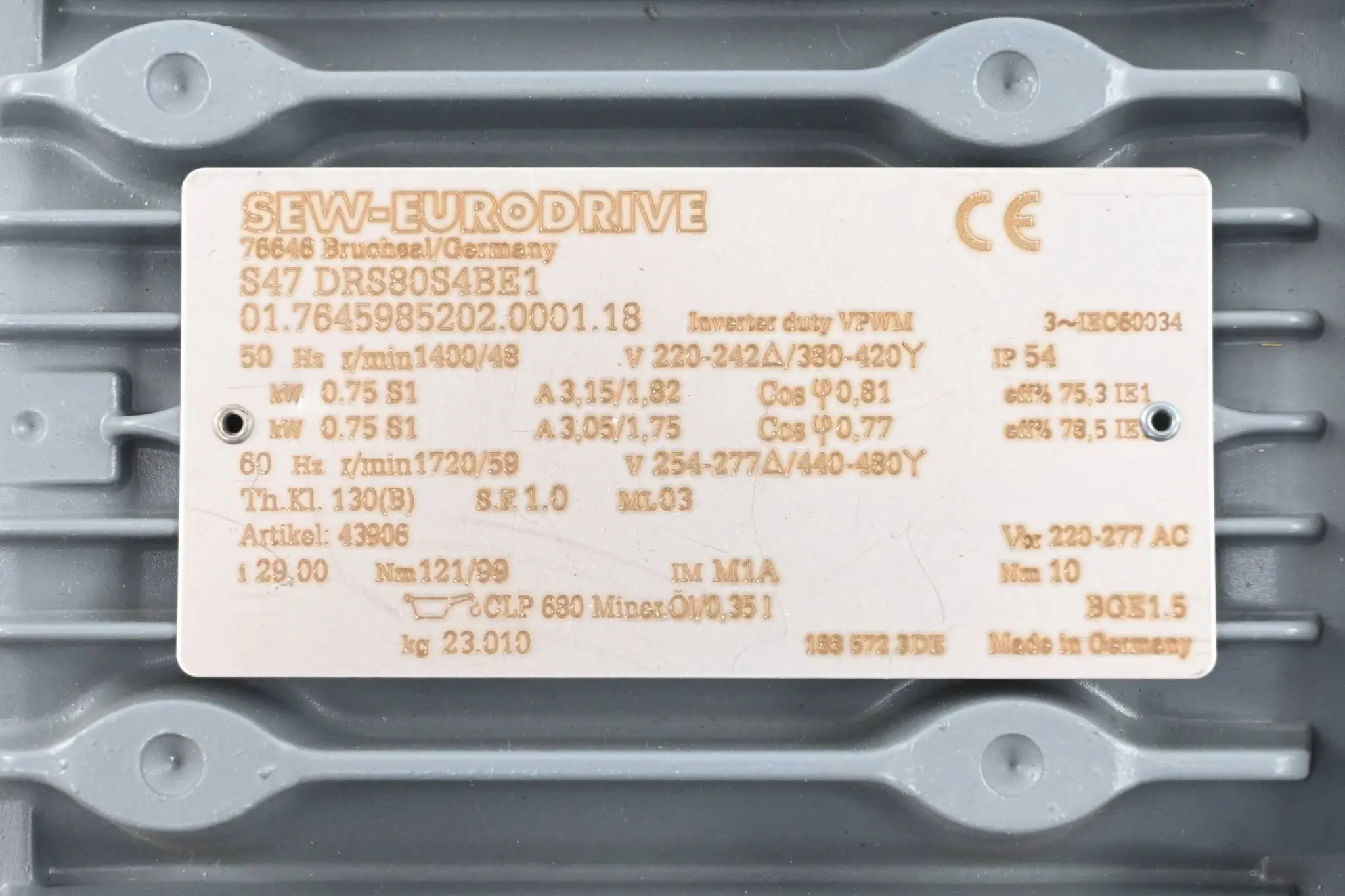 Produktfoto 1 von SEW-Eurodrive Getriebemotor S47 DRS80S4BE1 ( S47DRS80S4BE1 )