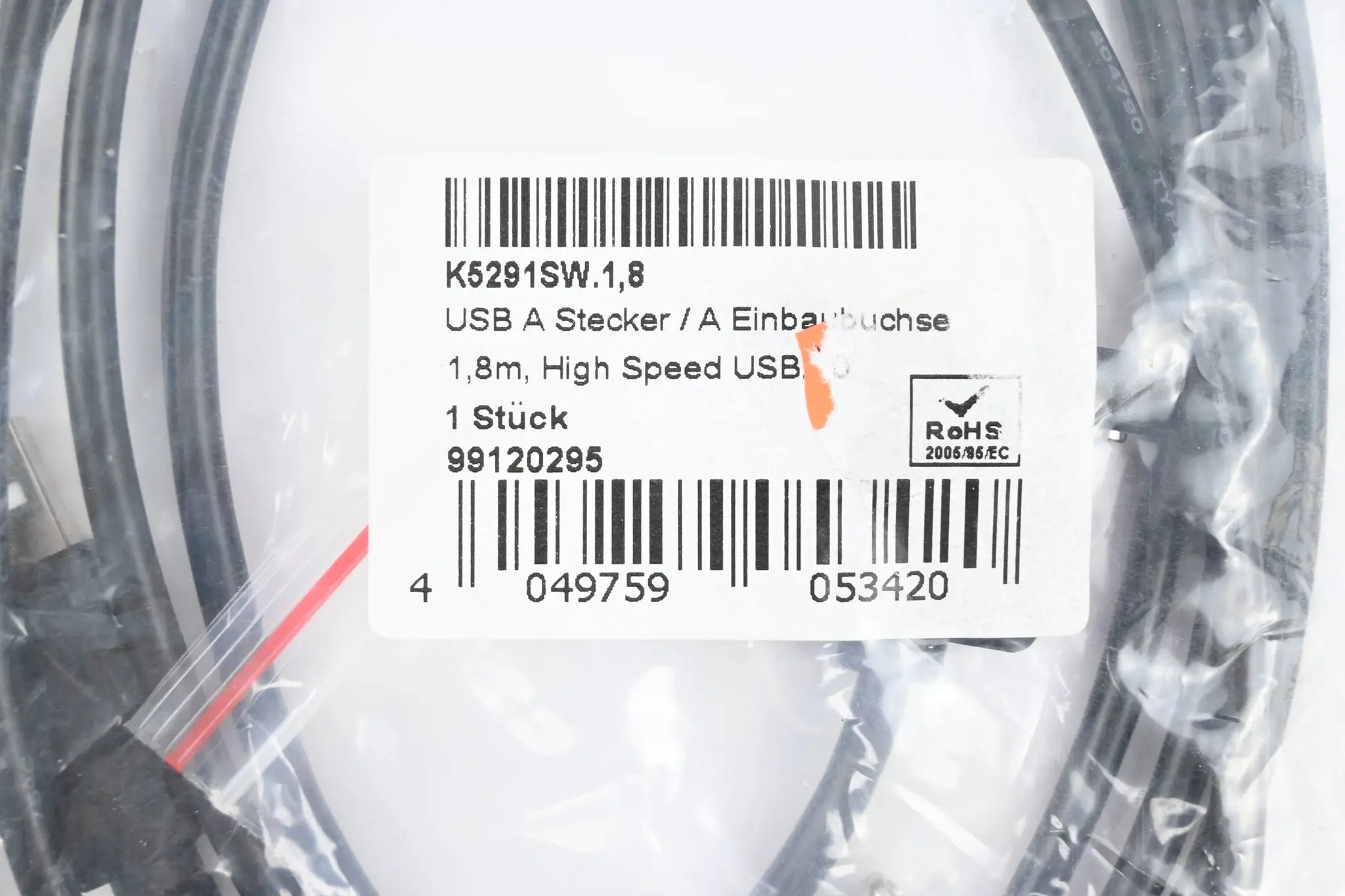 Produktfoto 1 von USB A Stecker / A Einbaubuchse 1,8m K5291SW.1,8 ( 99120295 )