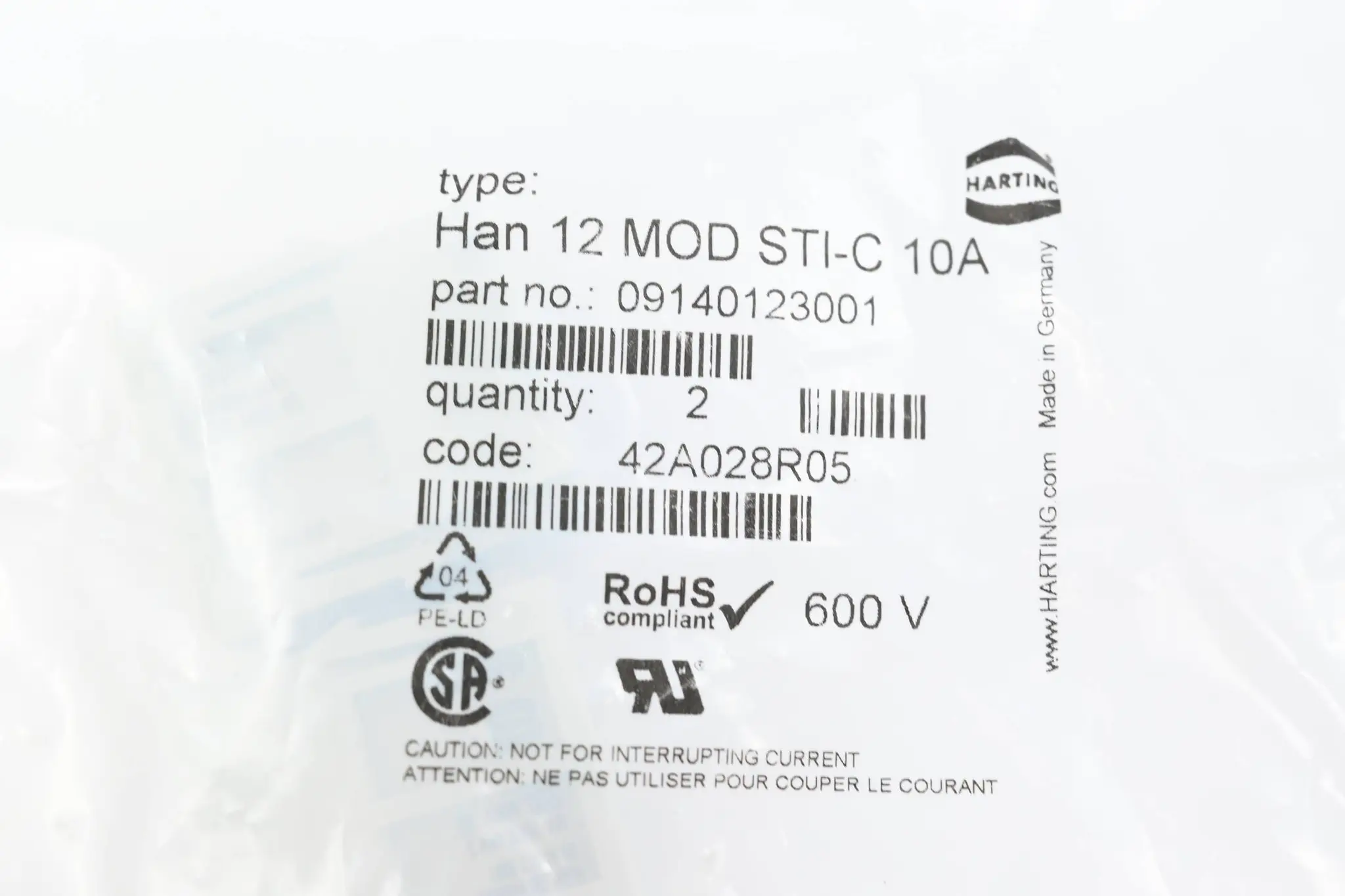 Produktfoto 1 von Harting Han DD module, crimp male ( 09140123001 )