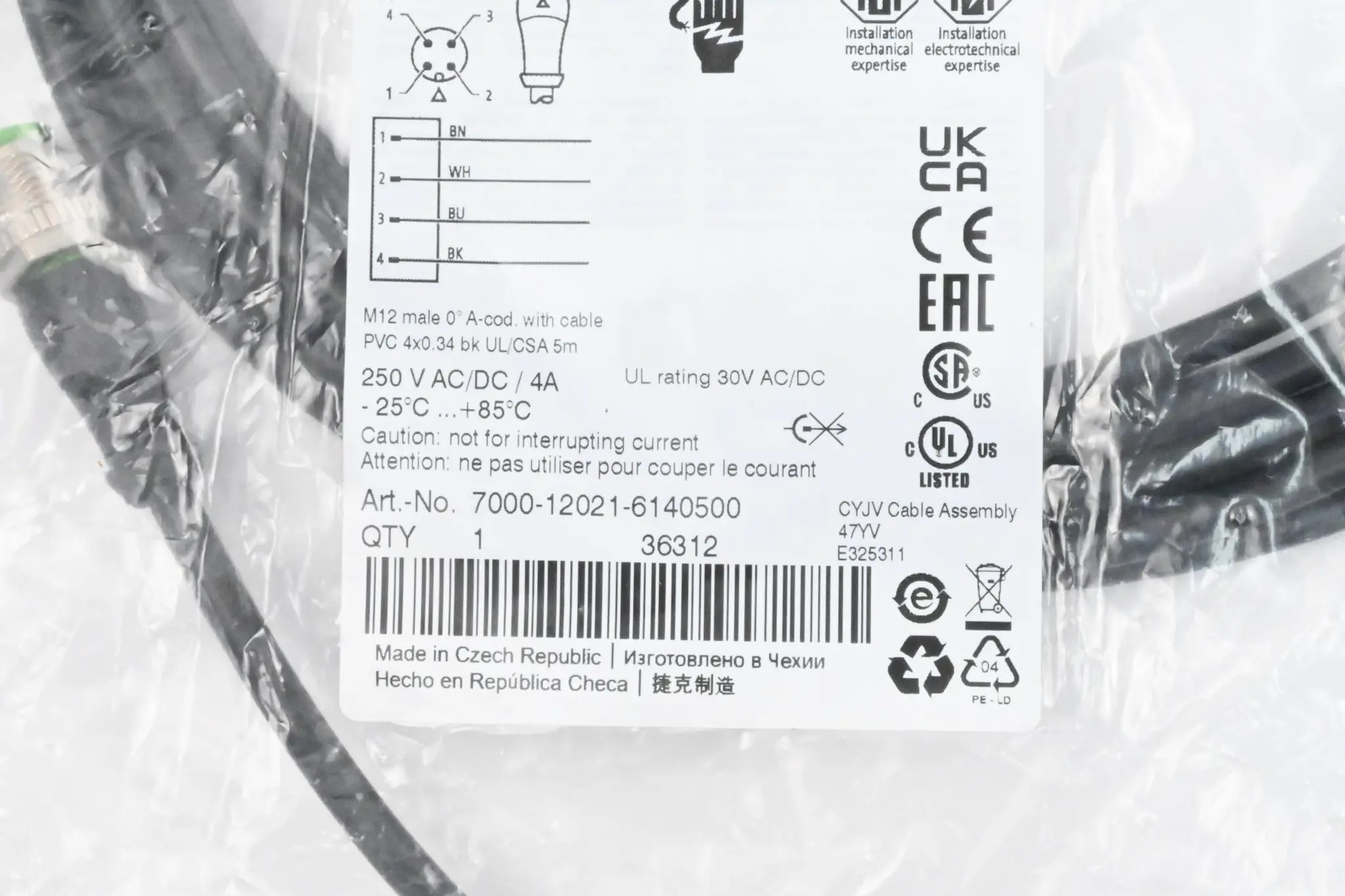 Produktfoto 1 von Murr Elektronik Sensor-Aktor-Kabel 7000-12021-6140500 5m