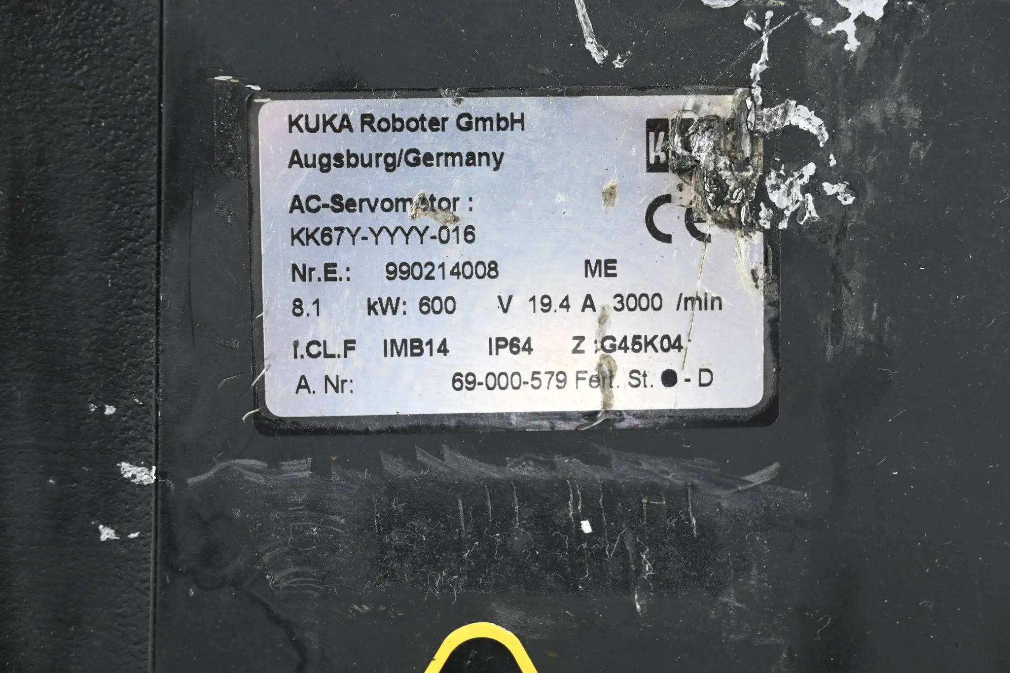 Produktfoto 1 von Kuka AC-Servomotor KK67Y-YYYY-016 ( 69-000-579 ) 8.1kW 19.4A 3000/min