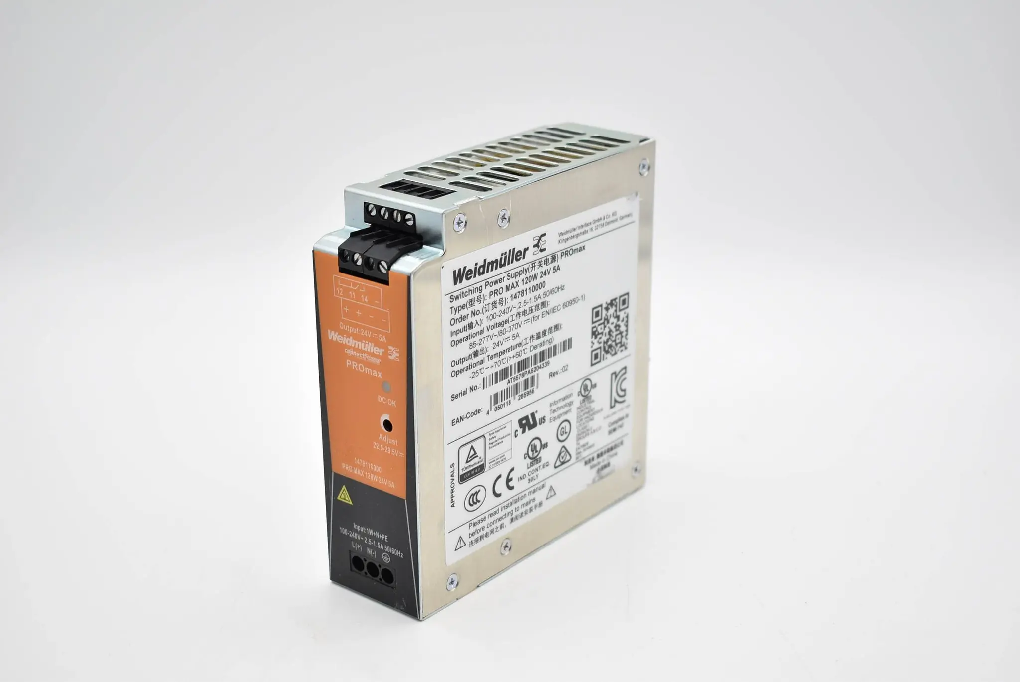 Produktfoto 1 von Weidmüller Switching Power Supply PROmax 120W 24V 5A 1478110000 Rev.02