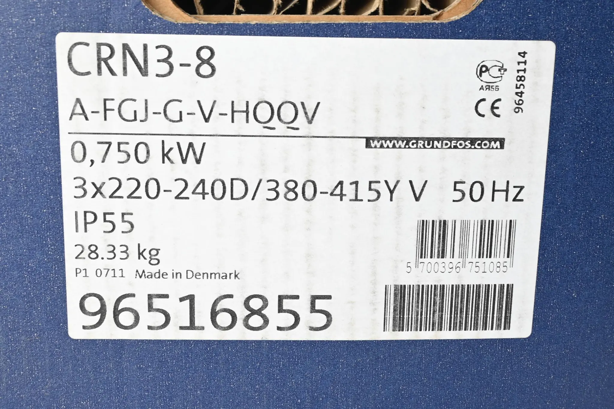 Produktfoto 1 von Grundfos Kreiselpumpe CRN3-8 ( A-FGJ-G-V-HQQV ) 50Hz 0,750kW