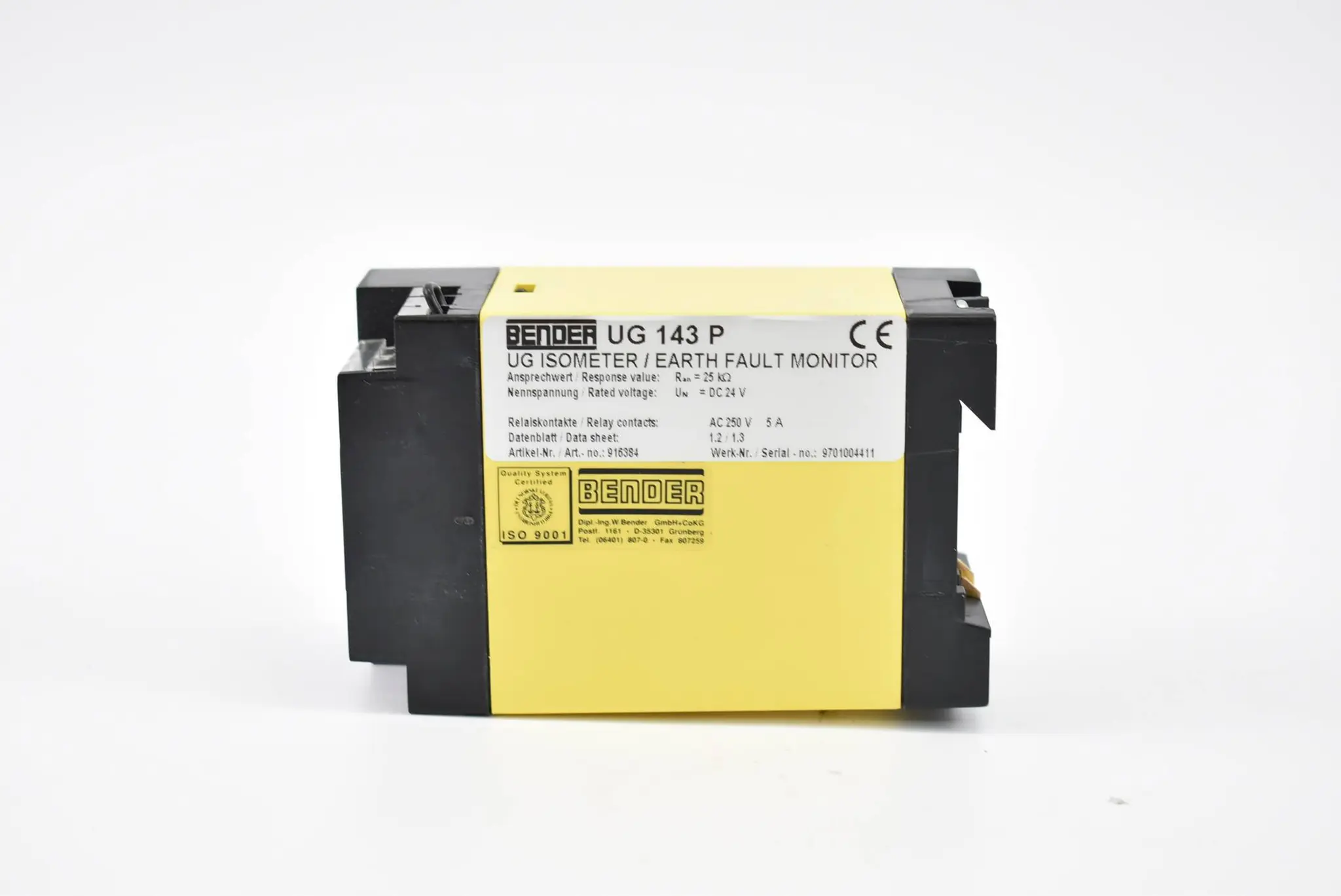 Produktfoto 1 von Bender UG Isometer Erdschlussüberwachung AC250V 5A UG143P ( 916384 )