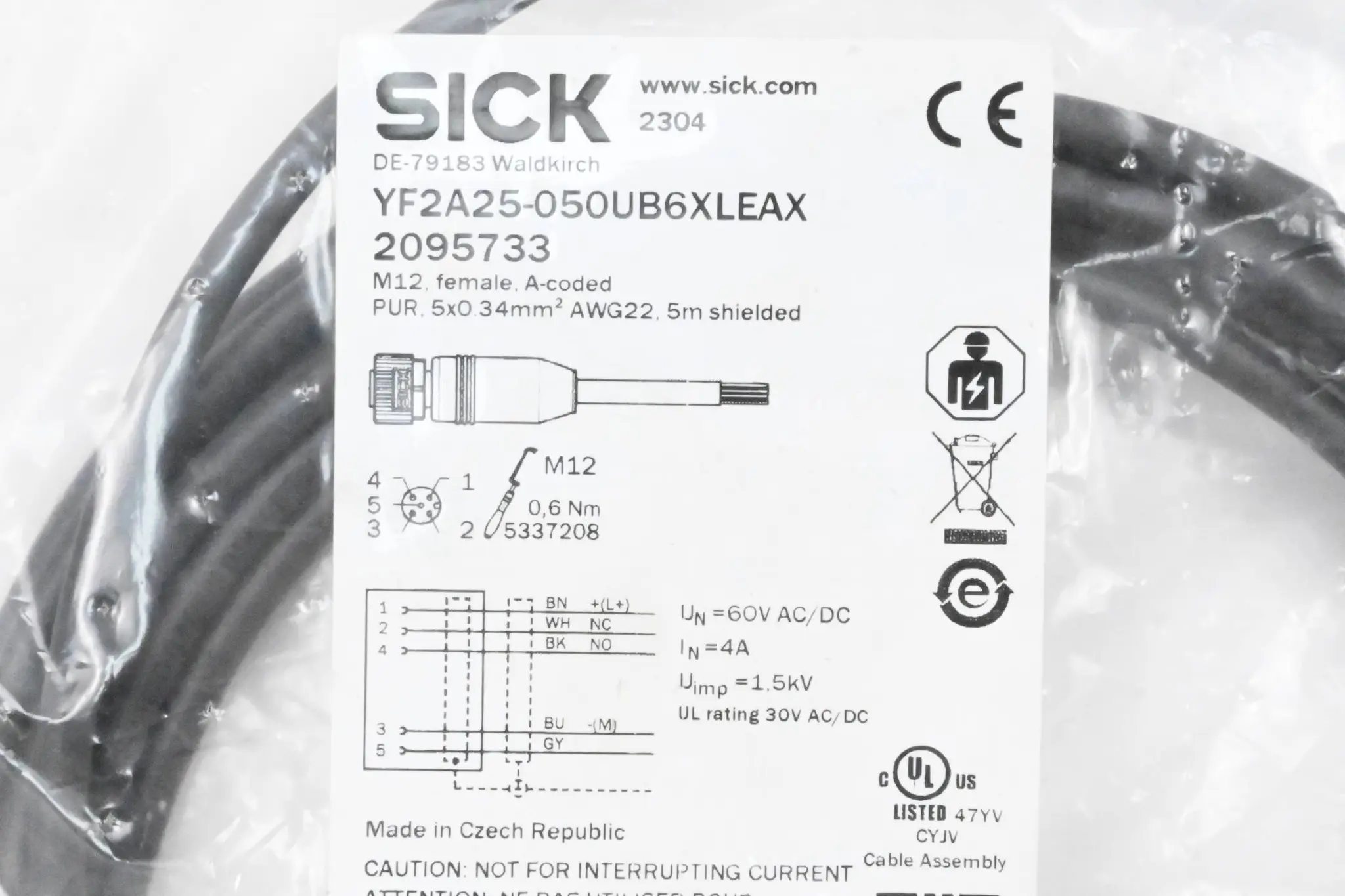 Produktfoto 1 von Sick Sensor-Aktor-Leitung YF2A25-050UB6XLEAX ( 2095733 )