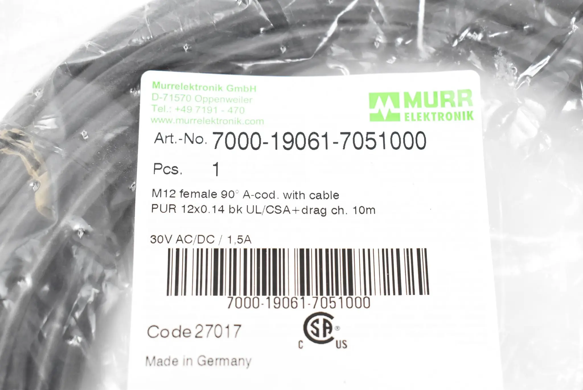 Produktfoto 1 von Murr Elektronik Steckverbinder / Verbindungskabel 7000-19061-7051000