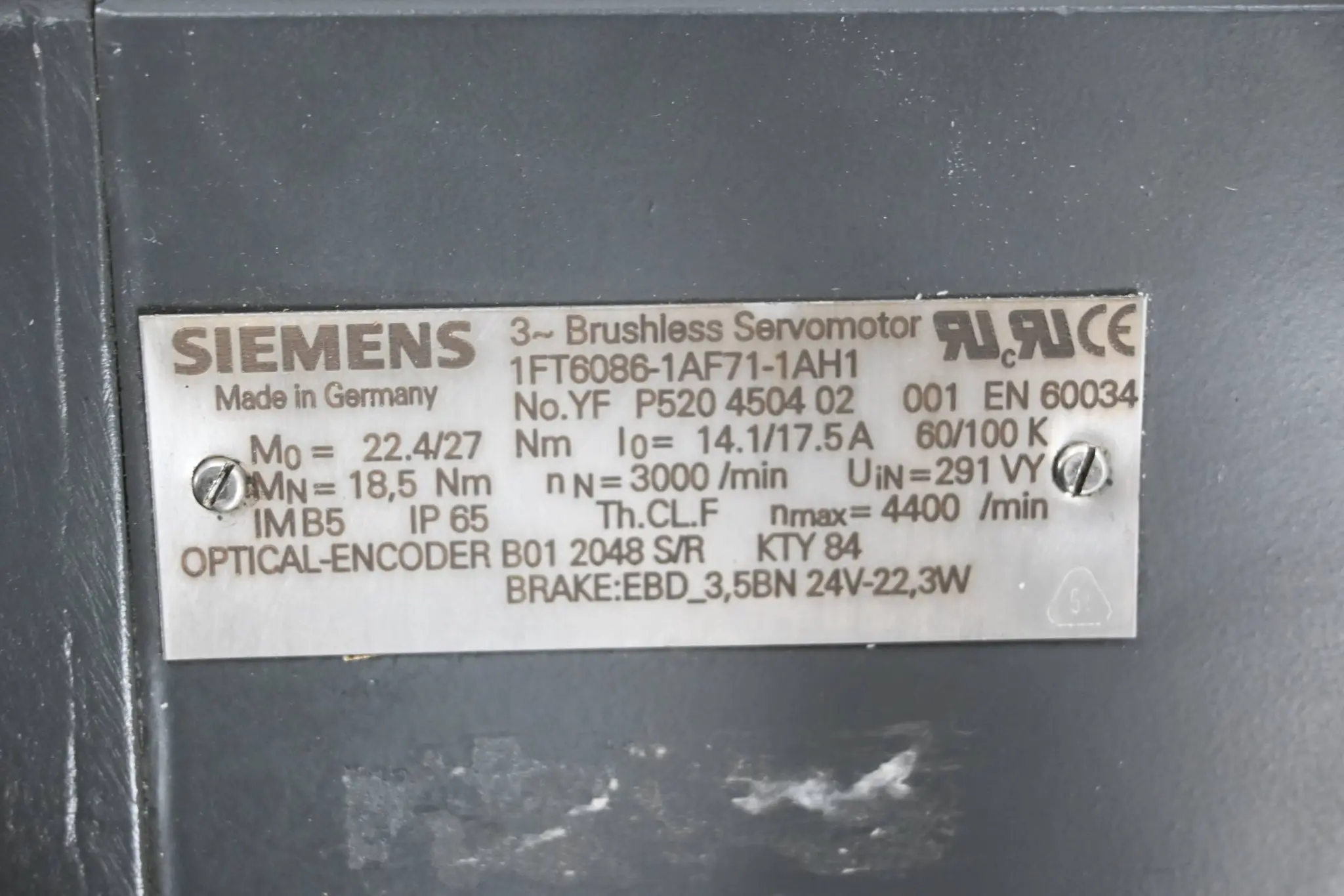 Produktfoto 1 von Siemens Simotics S Synchronservomotor 1FT6086-1AF71-1AH1 ( 1FT6 086-1AF71-1AH1 )