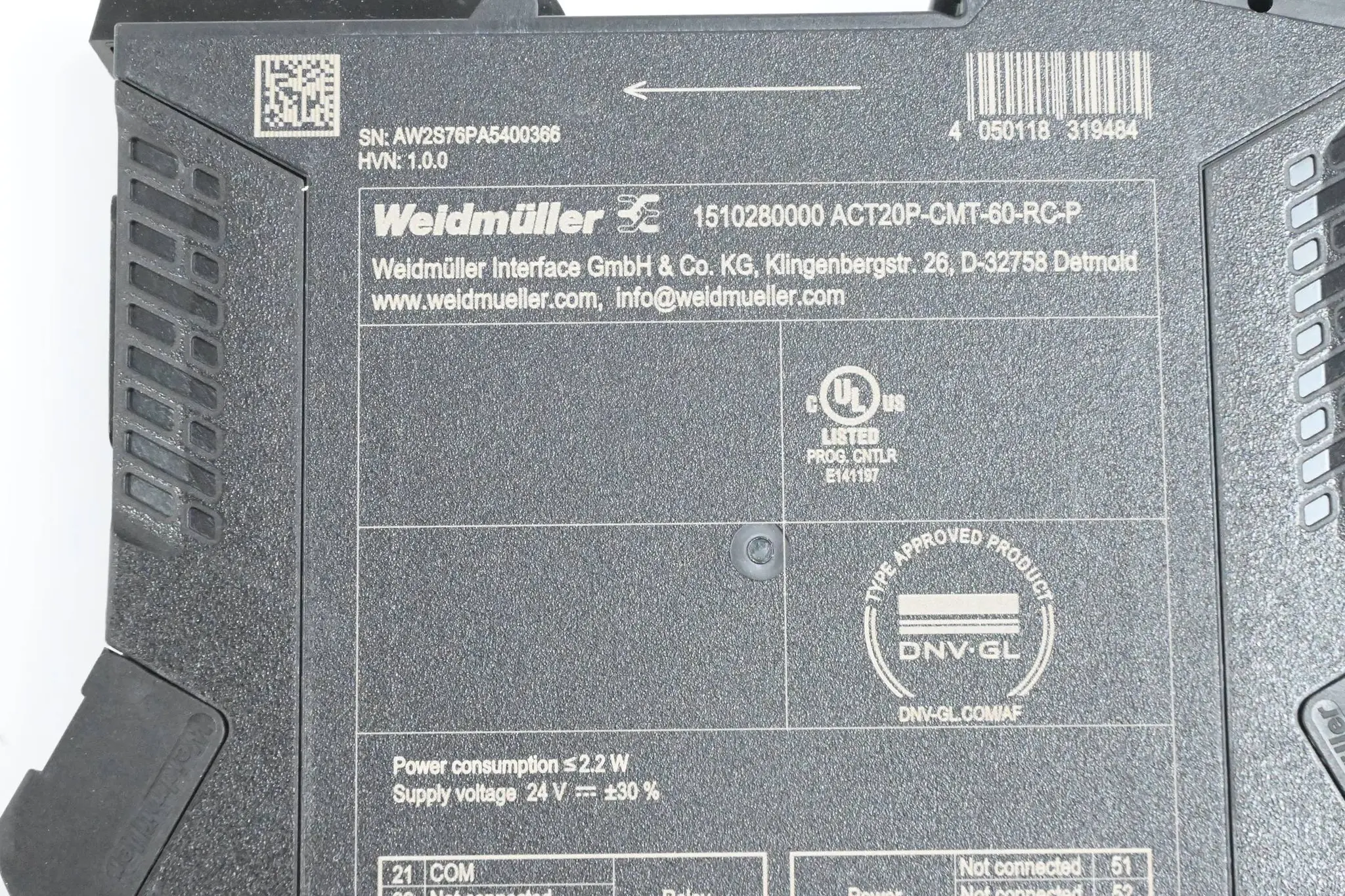 Produktfoto 1 von Weidmüller Strommesswandler ACT20P-CMT-60-RC-P ( 1510280000 )