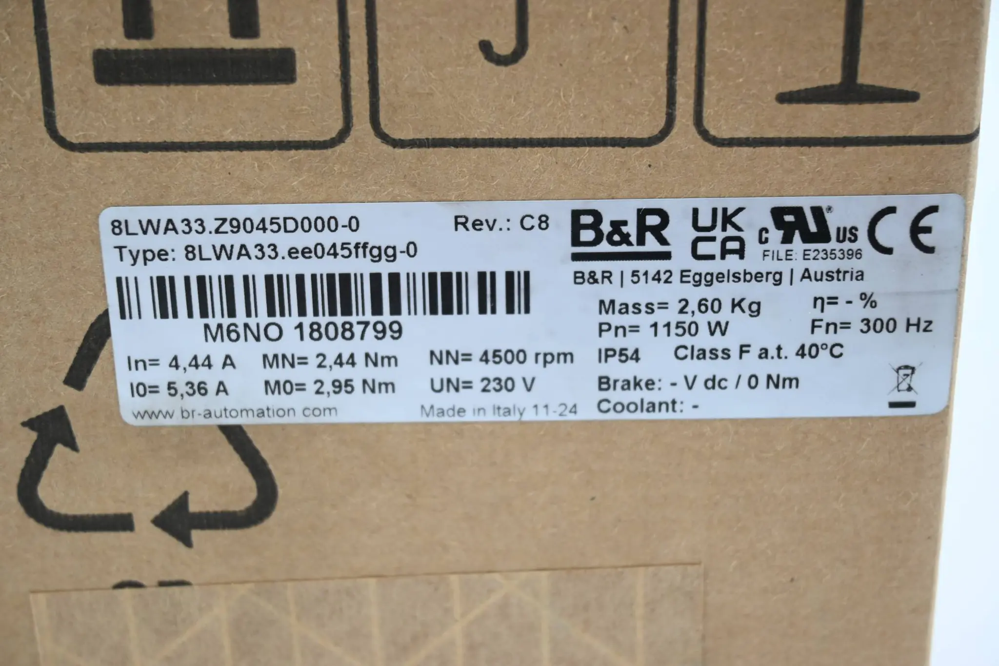 Produktfoto 1 von B&R Automation Servomotor 8LWA33.Z9045D000-0 ( 8LWA33.ee045ffgg-0 ) Rev. C8