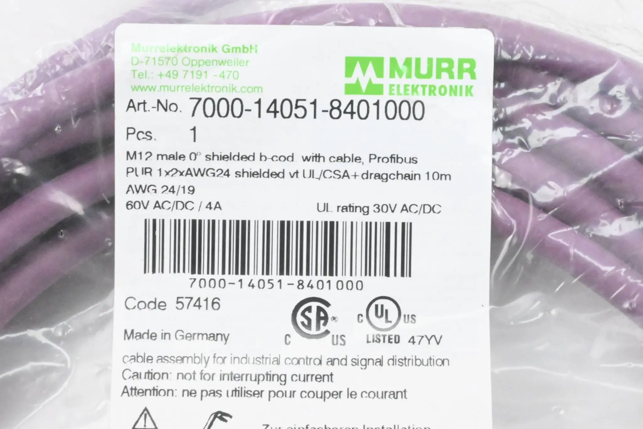 Produktfoto 1 von Murr Elektronik Steckverbinder 7000-14051-8401000 10m