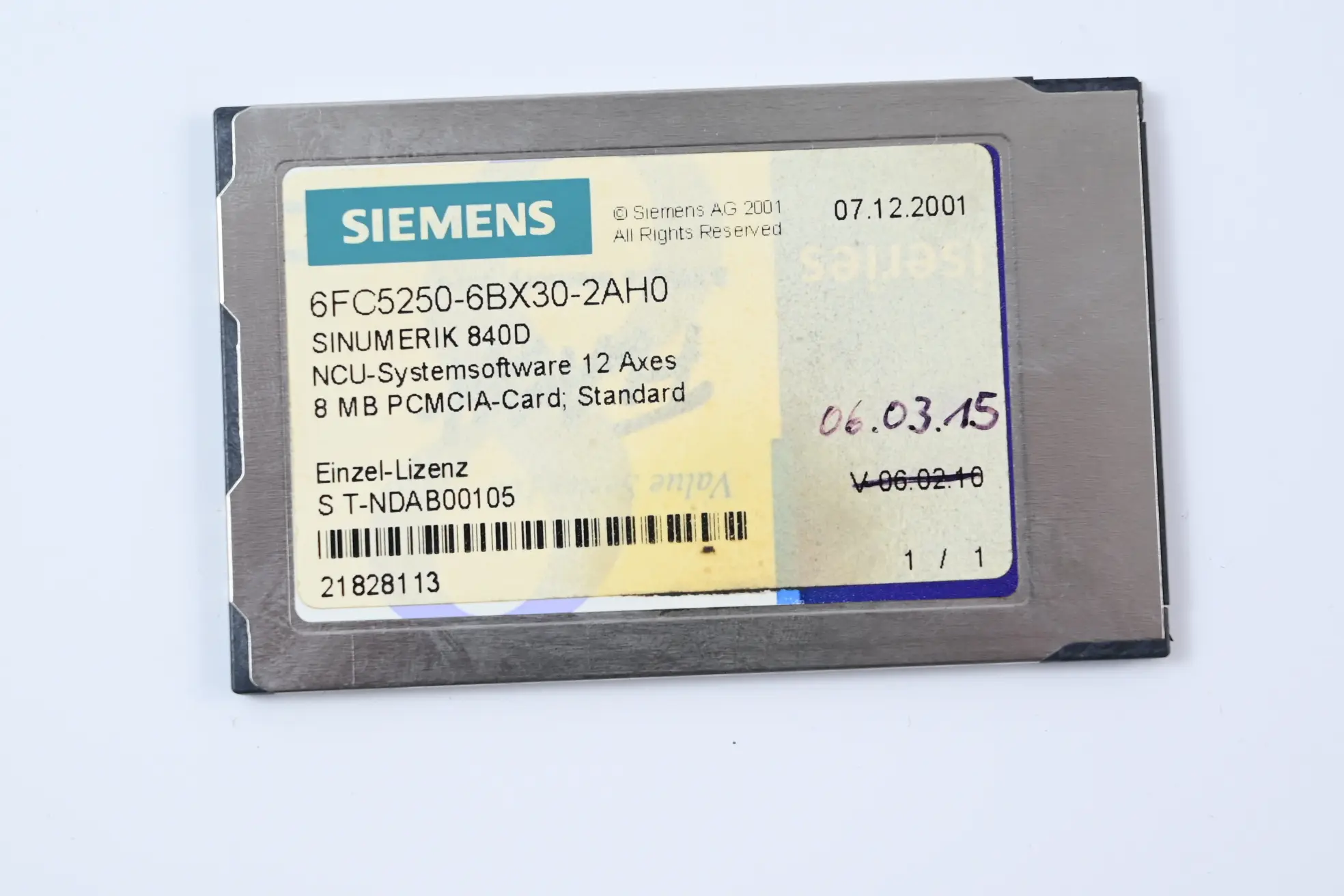 Produktfoto 1 von Siemens Sinumerik 840D 8MB  6FC5250-6BX30-2AH0 ( 6FC5 250-6BX30-2AH0 )