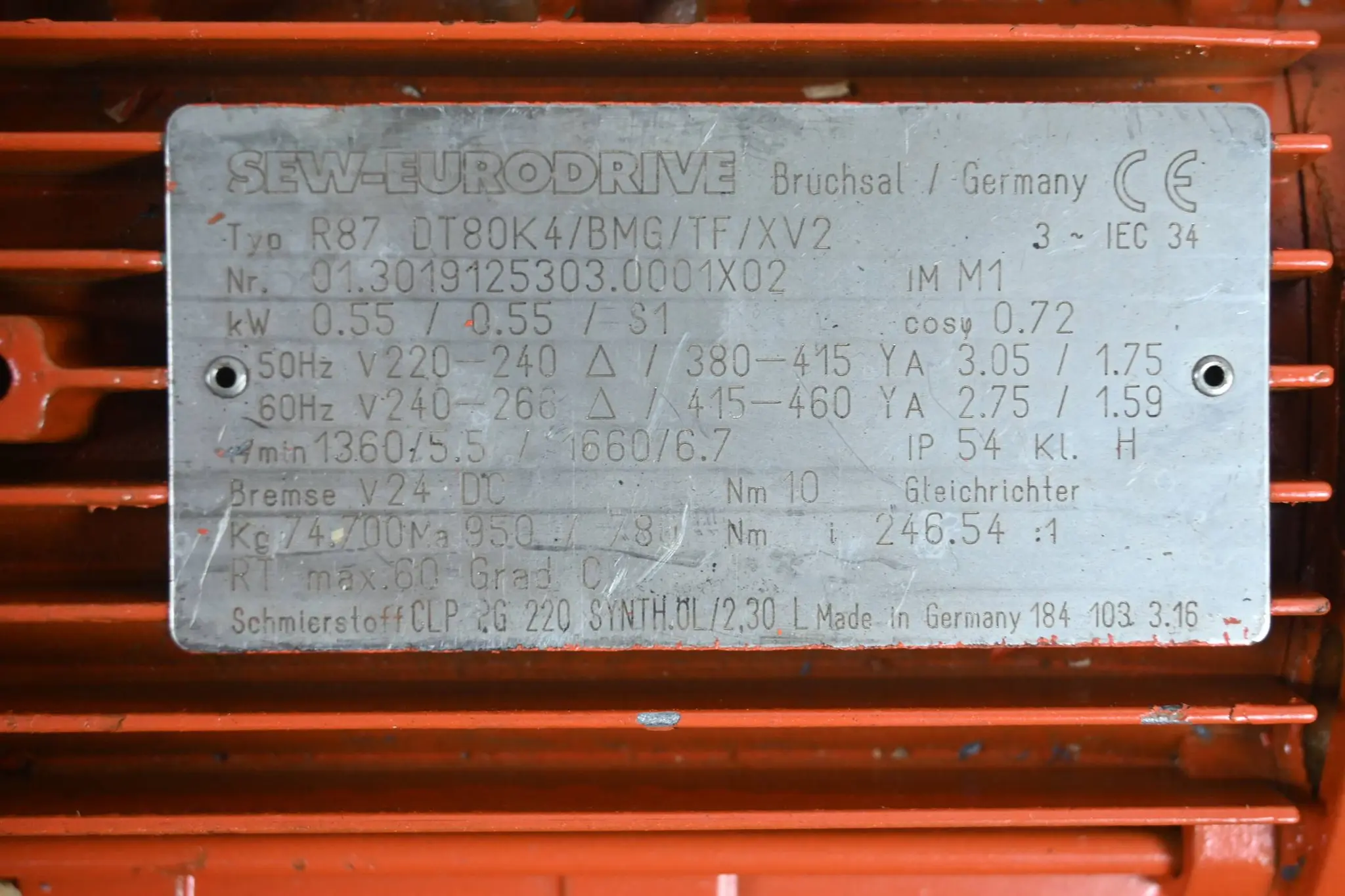 Produktfoto 1 von SEW Eurodrive Getriebemotor R87DT80K4/BMG/TF/XV2 ( R87 DT80K4/BMG/TF/XV2 )