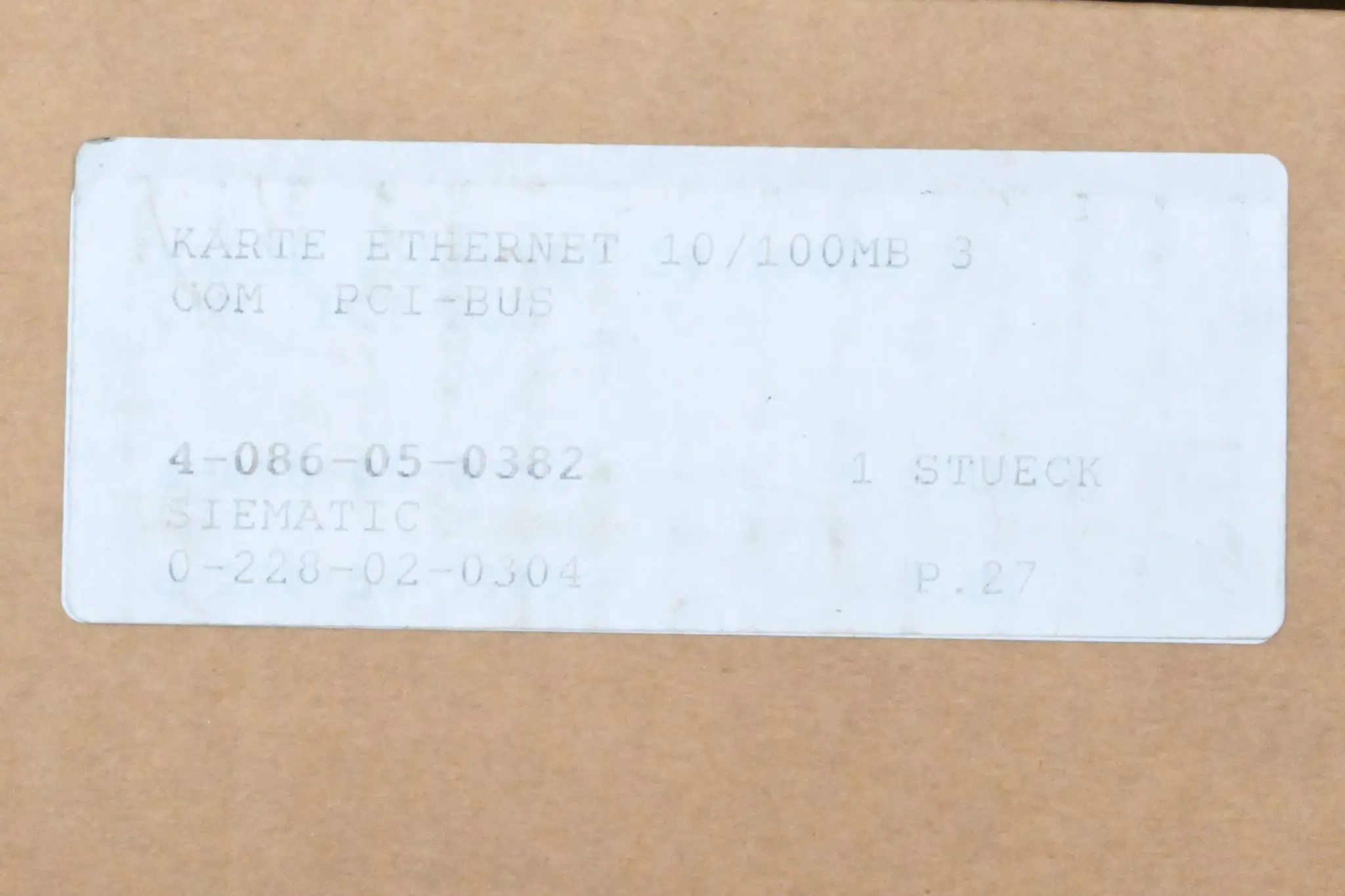 Produktfoto 1 von Homag Ethernet Karte 3Com PCI-Bus ( 4086050382 )