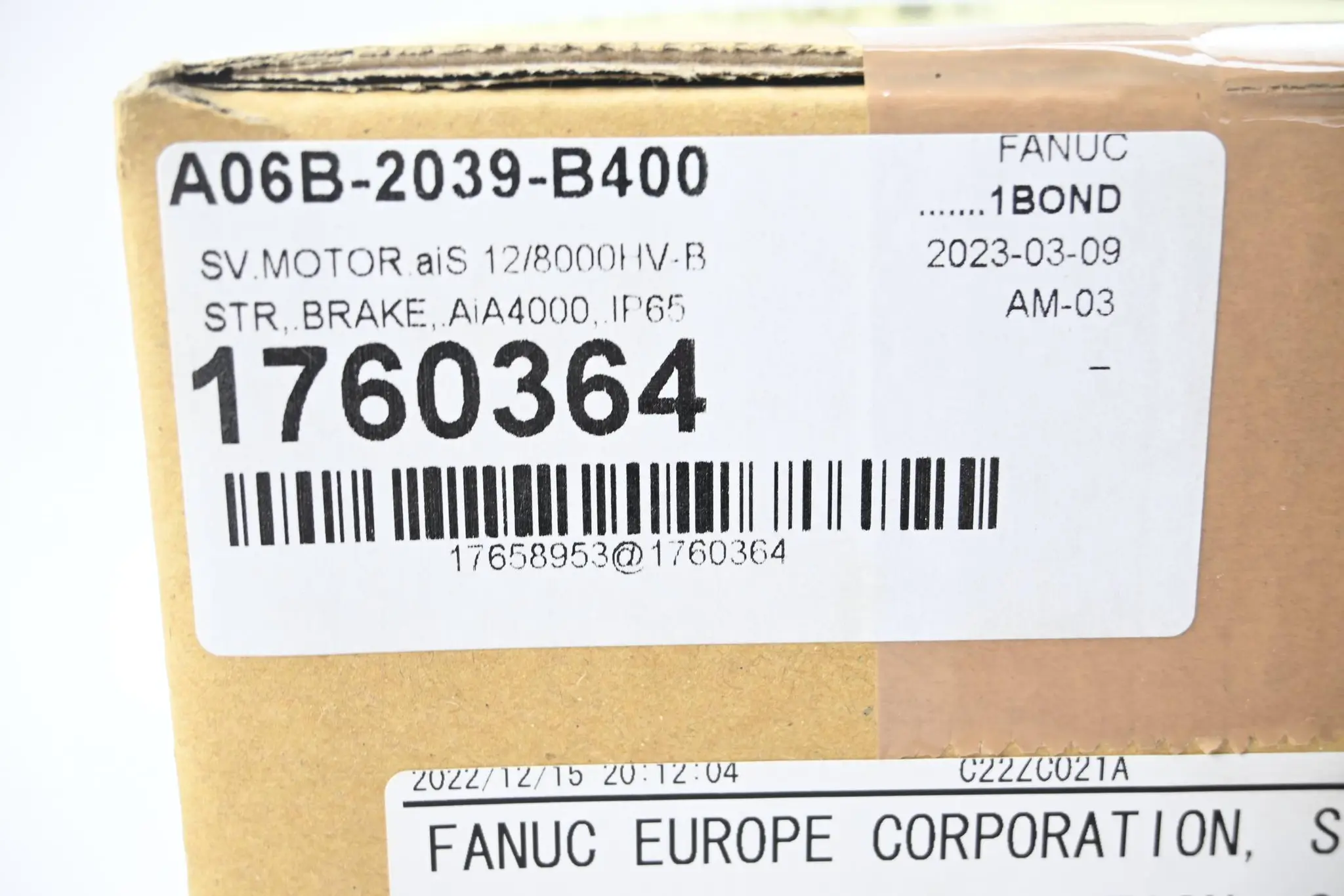 Produktfoto 1 von Fanuc AC Servo Motor αis 12/8000HV-B A06B-2039-B400