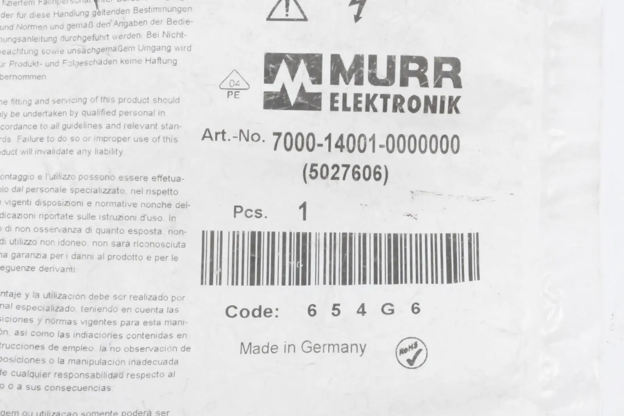 Produktfoto 1 von Murr Elektronik Schraubklemmanschluss 7000-14001-0000000
