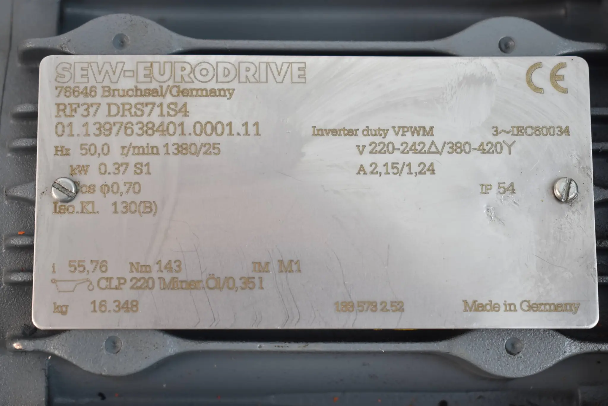 Produktfoto 1 von SEW eurodrive Getriebemotor RF37 DRS71S4 ( 0,37kW 1380r/min. 50Hz )