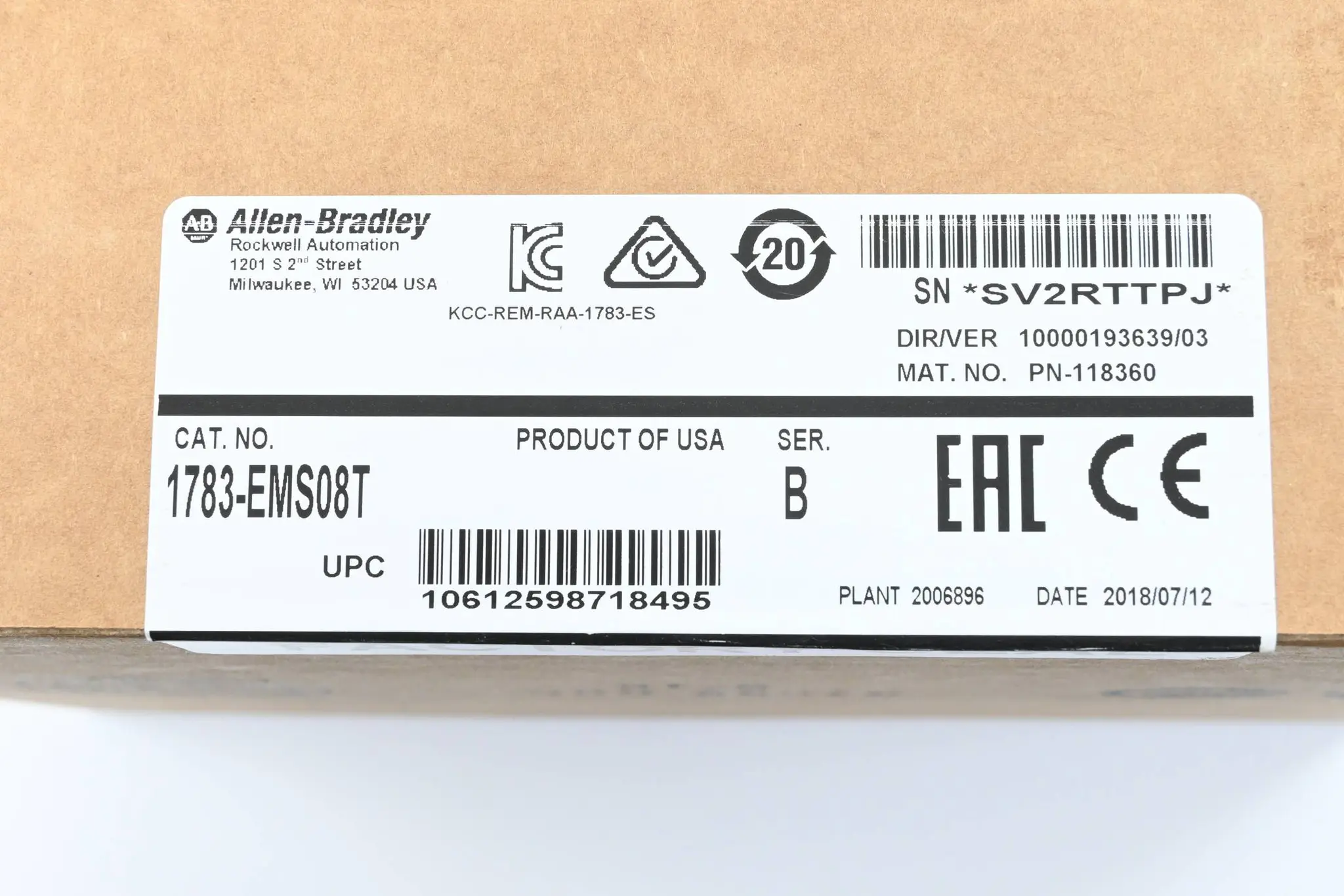 Produktfoto 1 von Allen-Bradley KCC-REM-RAA-1783ES ( 1783-EMS08T )