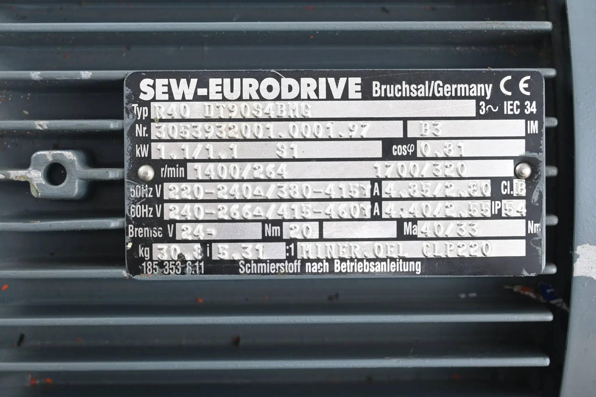 Produktfoto 1 von SEW Eurodrive Getriebemotor R40DT90S4BMG ( R40 DT90S4BMG ) 1,1kW 1400/264/min