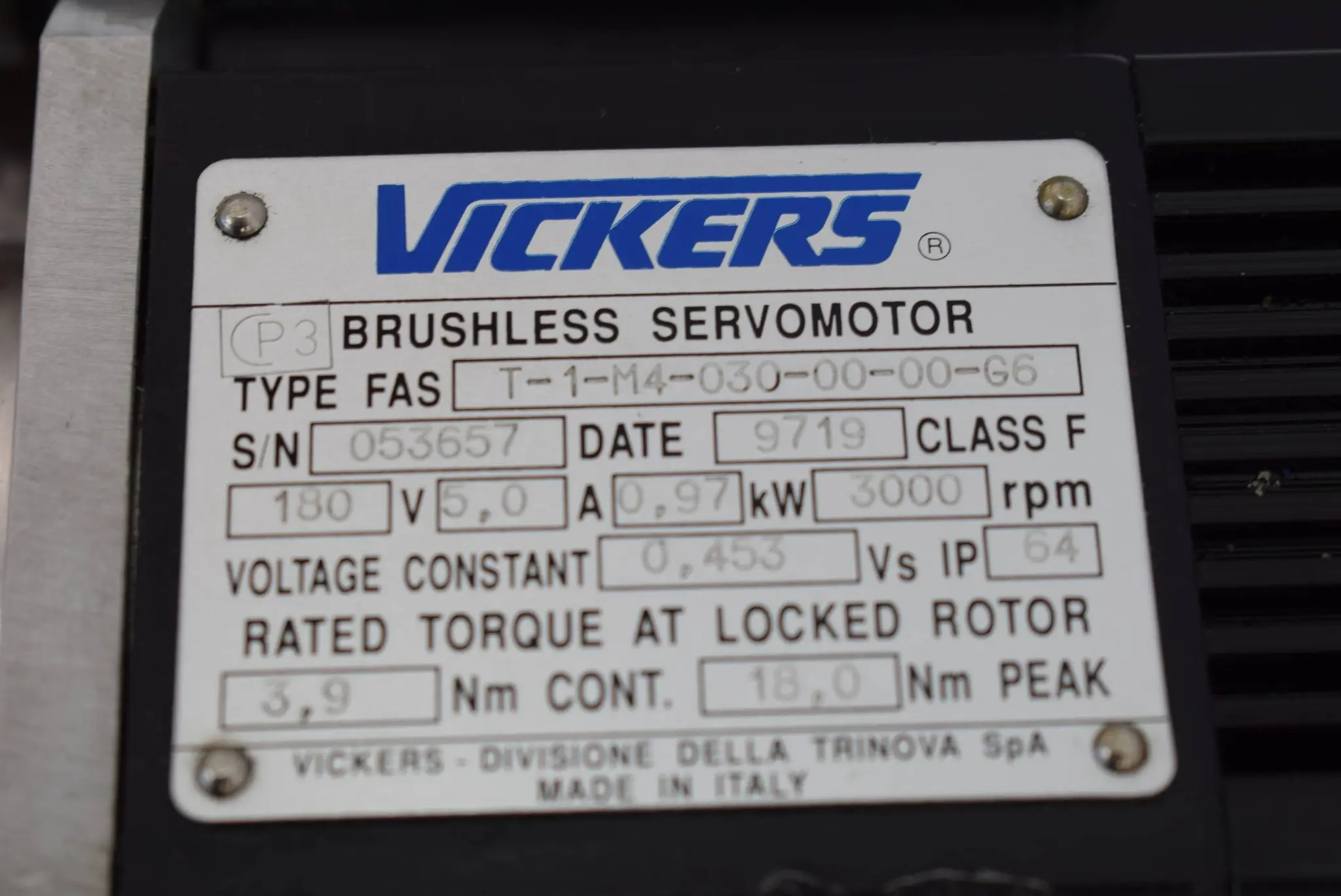 Produktfoto 1 von Vickers Brushless Servomotor T-1-M4-030-00-00-G6 Inkl. HP miniGears 100-7