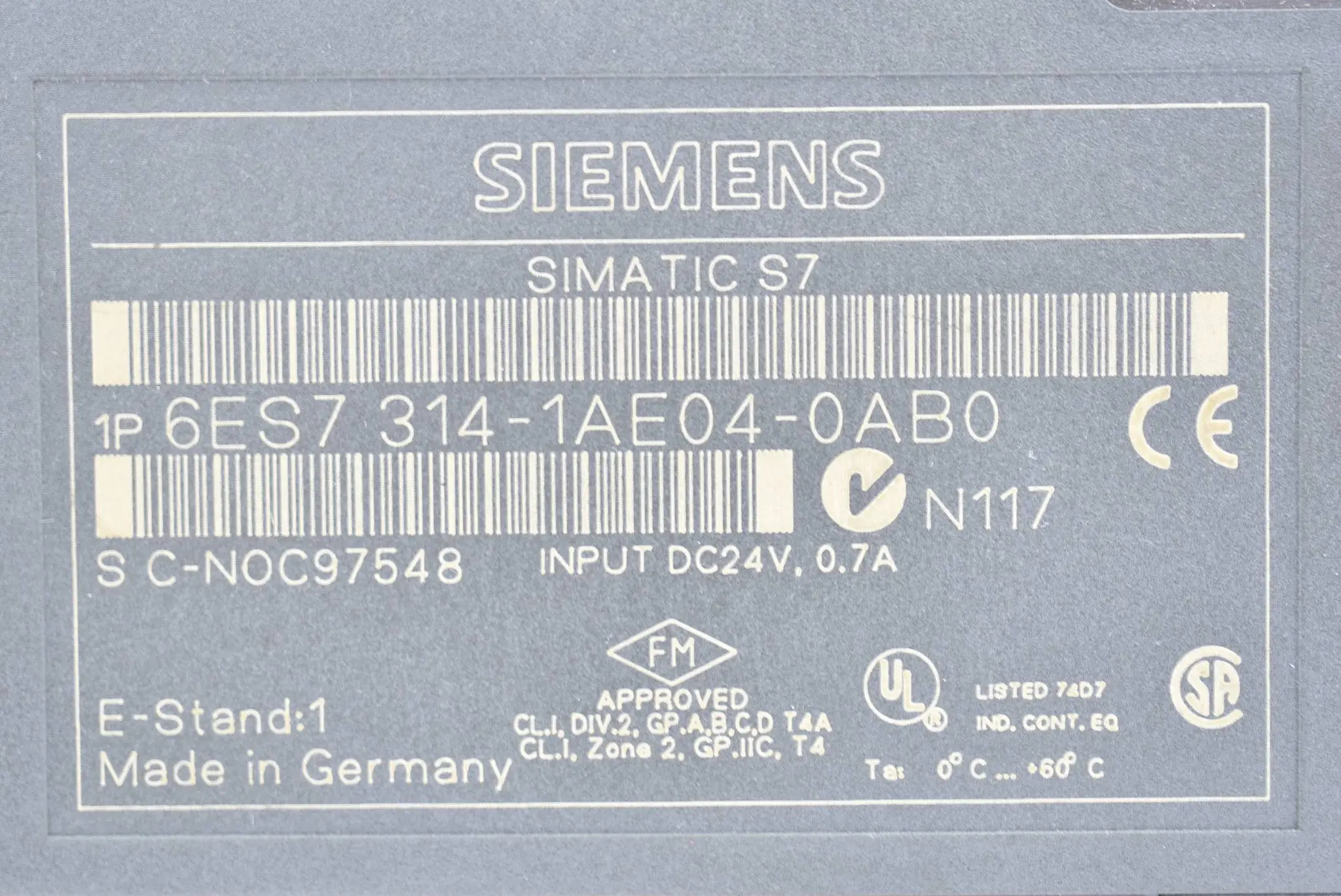 Produktfoto 1 von Siemens Simatic S7-300 6ES7314-1AE04-0AB0 ( 6ES7 314-1AE04-0AB0 )