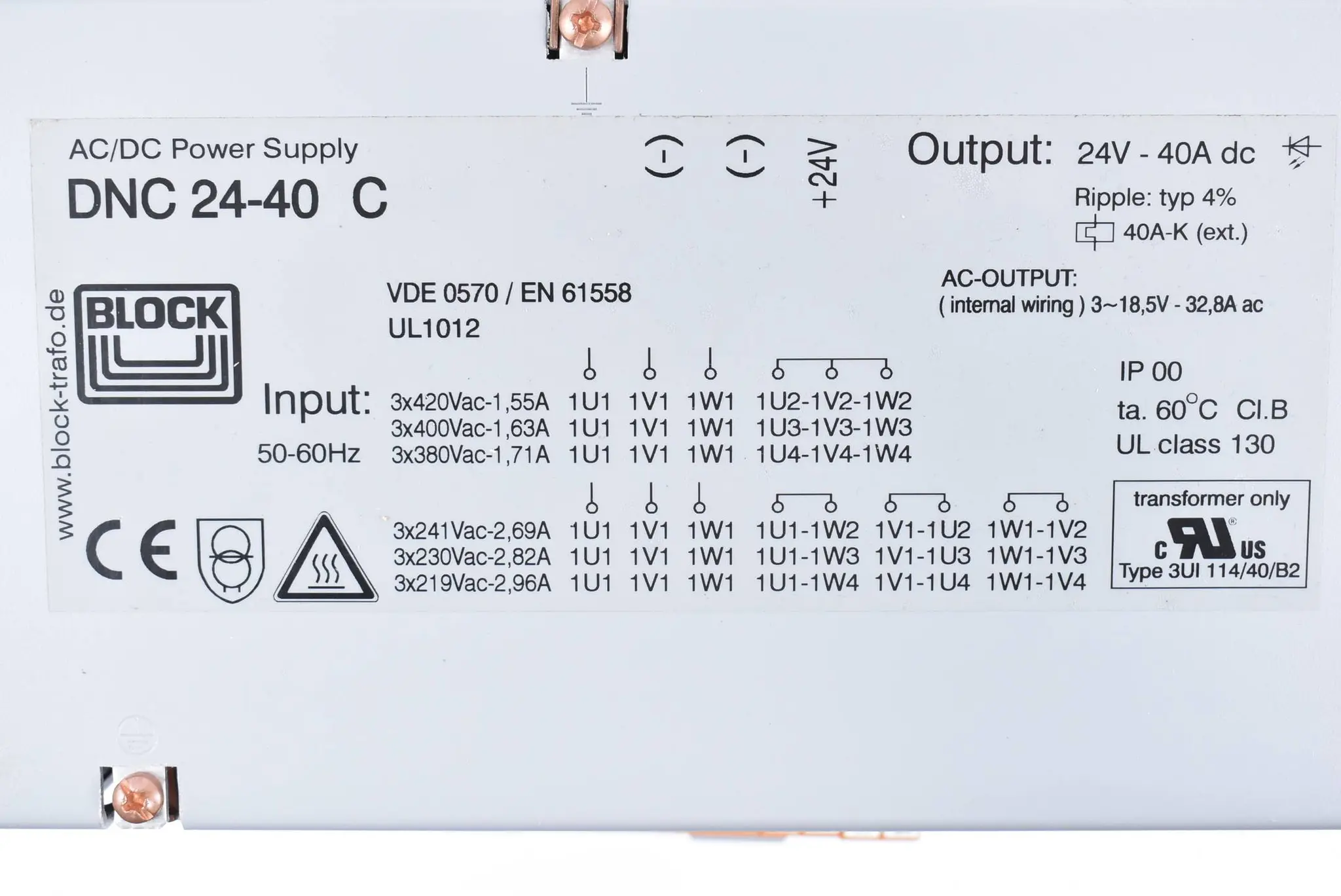 Produktfoto 1 von Block AC/DC Power Supply Trafo-Netzteil DNC 24-40 C ( DNC24-40C )
